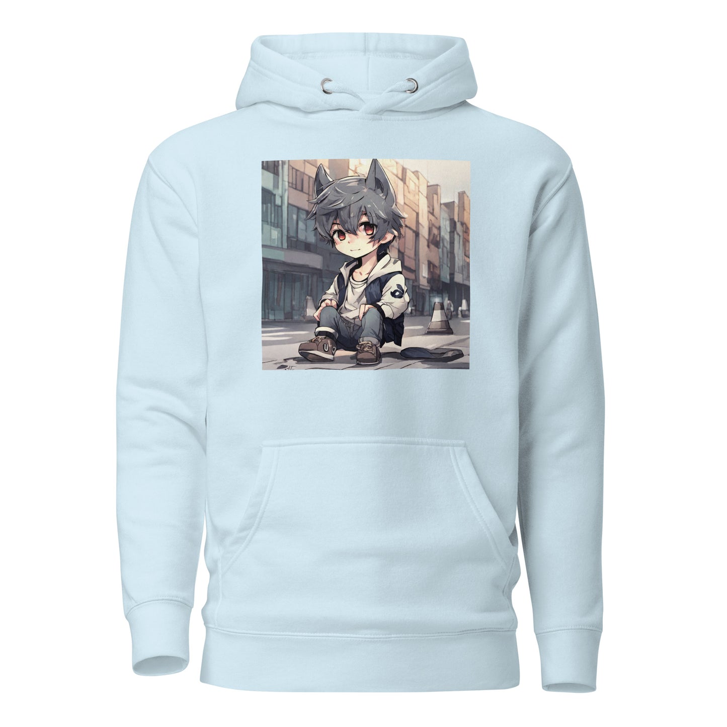 Wolf Spirit Women's Anime Hoodie Sky Blue