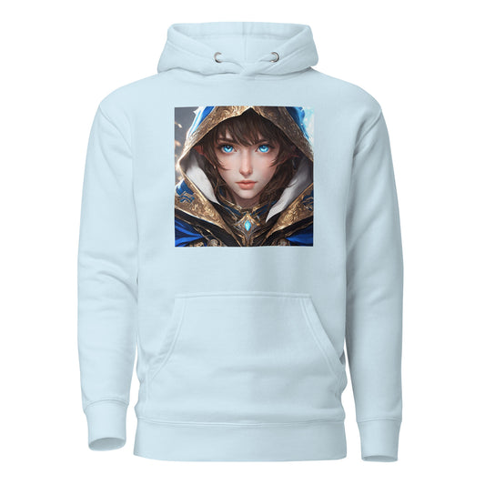 Blue-Eyed Elven Warrior Women's Anime Hoodie Sky Blue