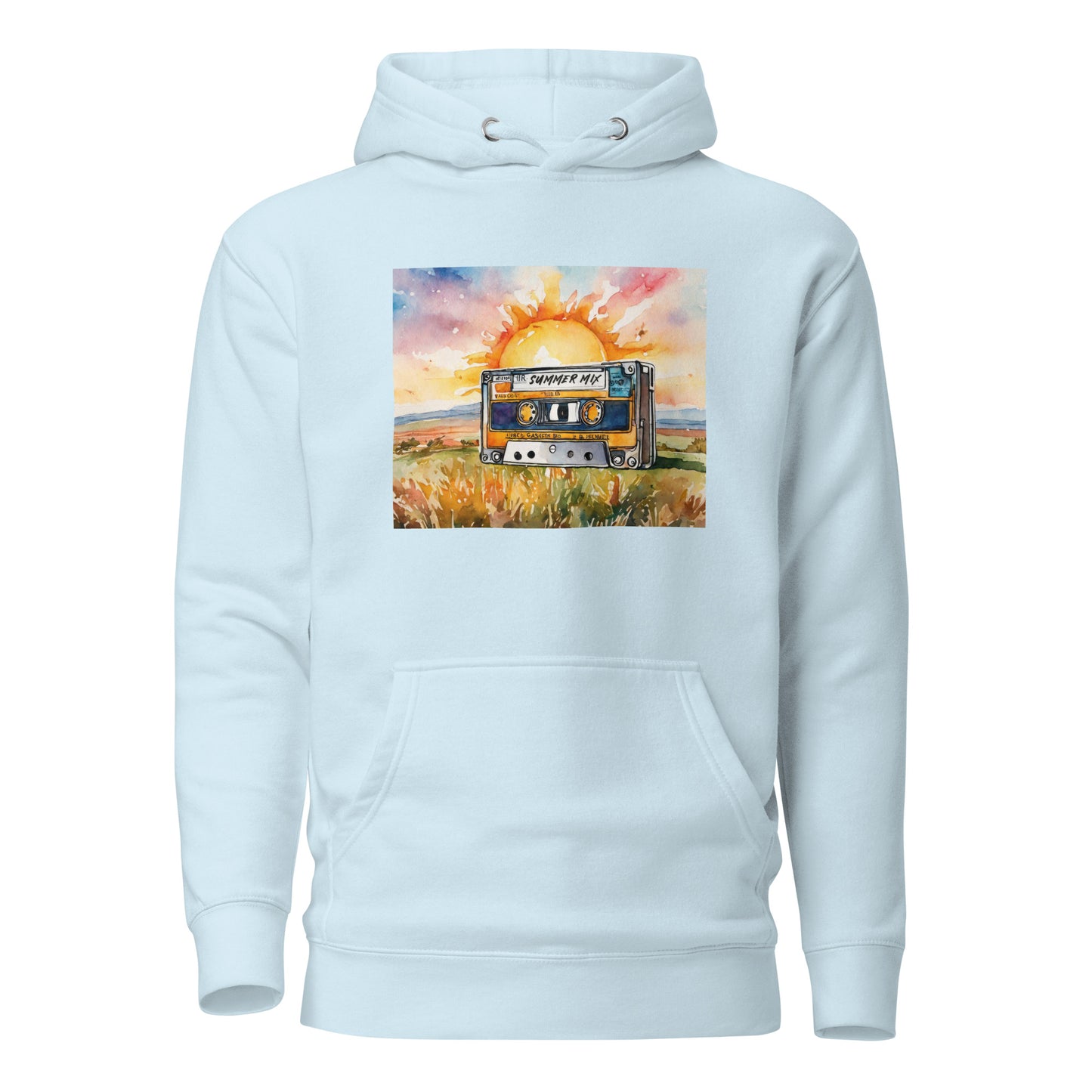 1980s Mix Tape Women's Nostalgic Hoodie Sky Blue