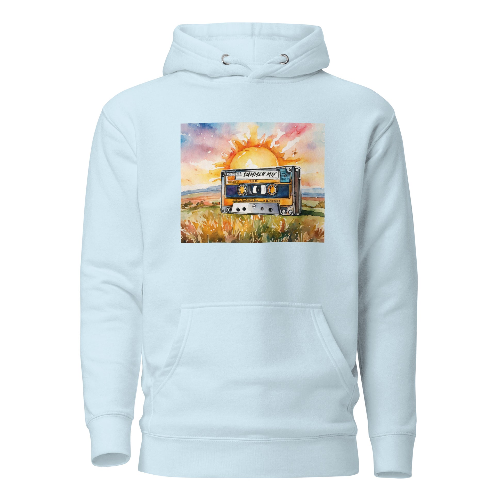 1980s Mix Tape Women's Nostalgic Hoodie Sky Blue