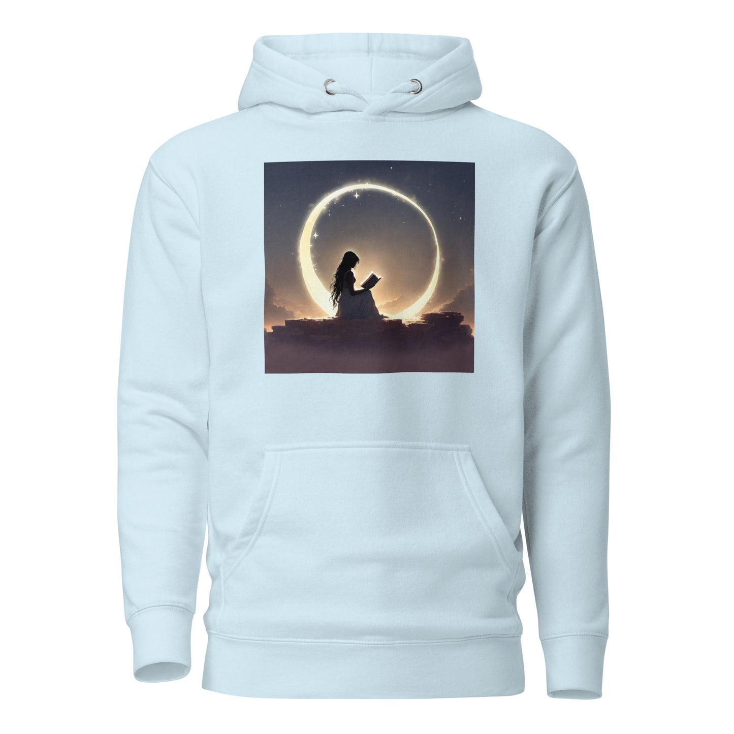 Reading at Twilight Women's Book Lover Hoodie Sky Blue