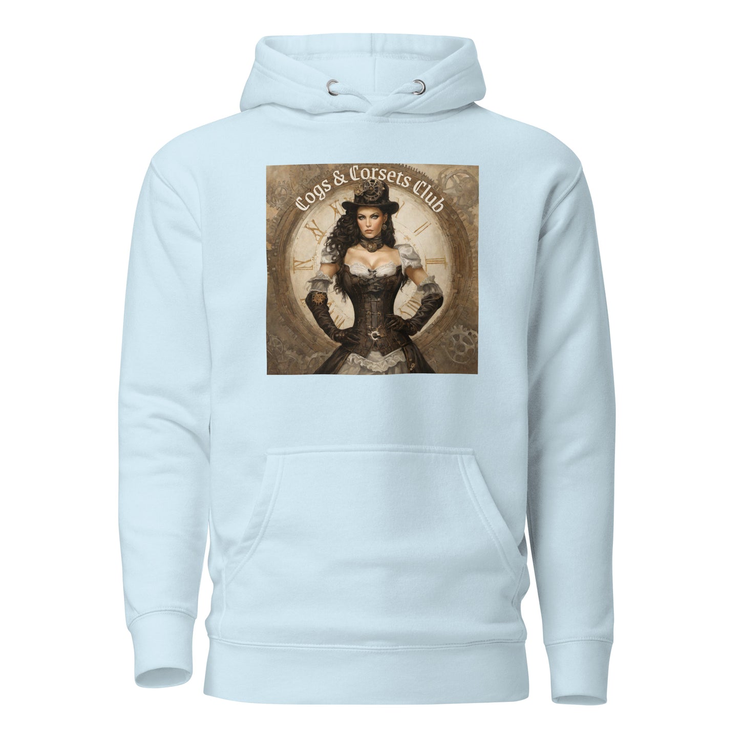 Cogs & Corsets Club Women's Steampunk Hoodie Sky Blue