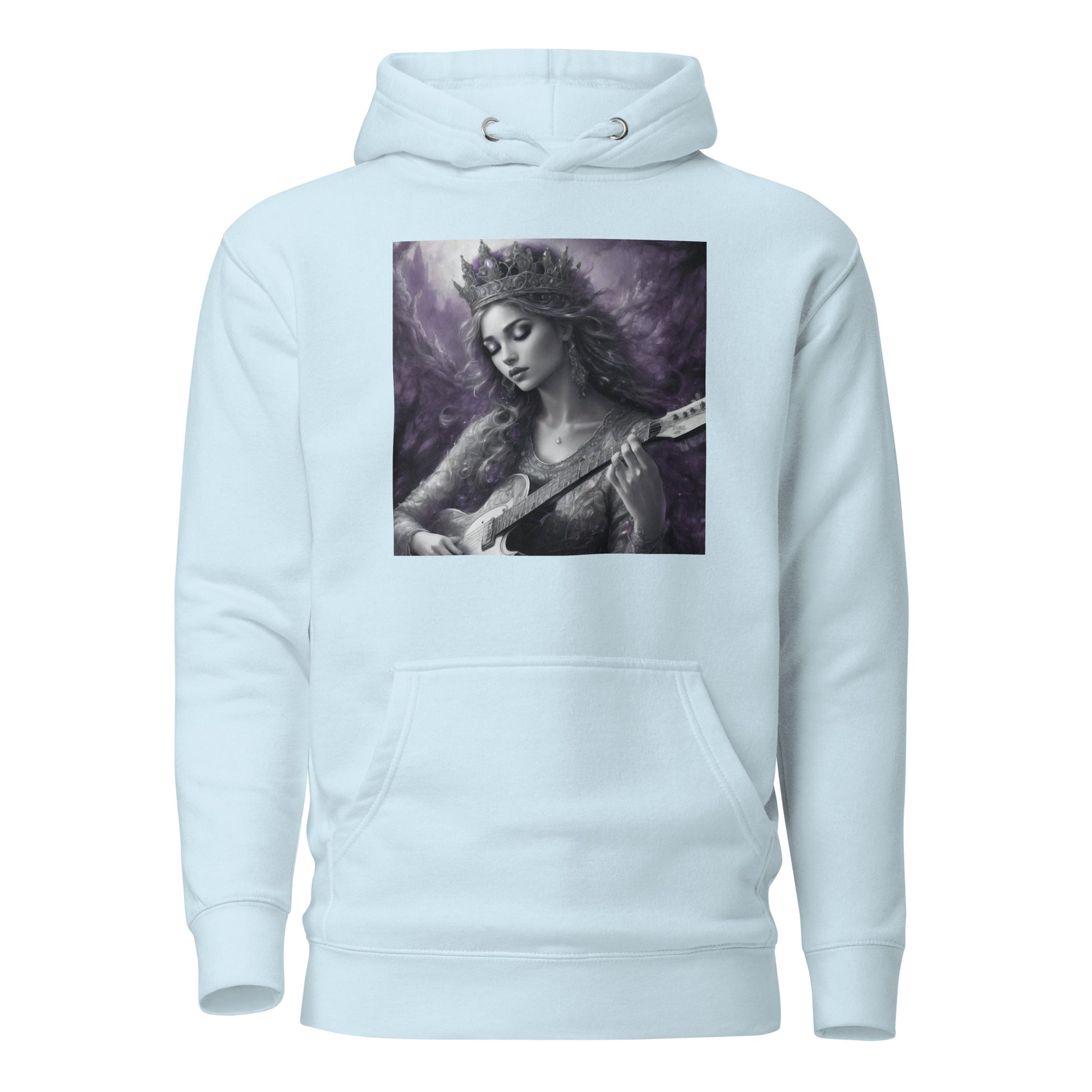 Princess Woman Playing the Guitar Hoodie Sky Blue