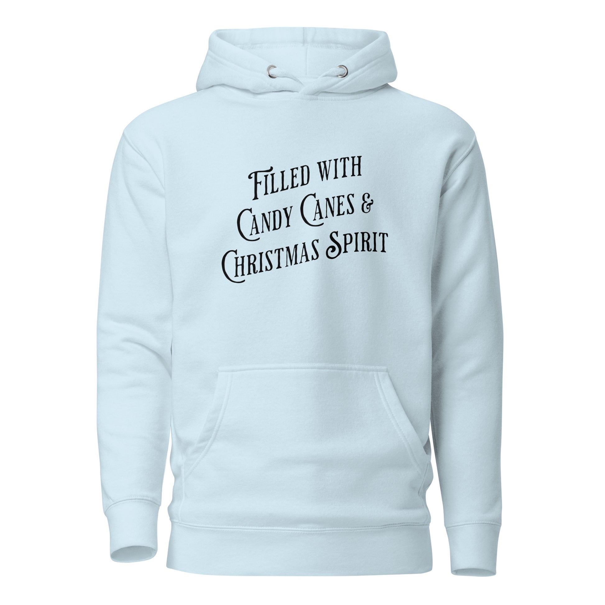 Filled with Candy Canes and Christmas Spirit Women's Holiday Hoodie Sky Blue