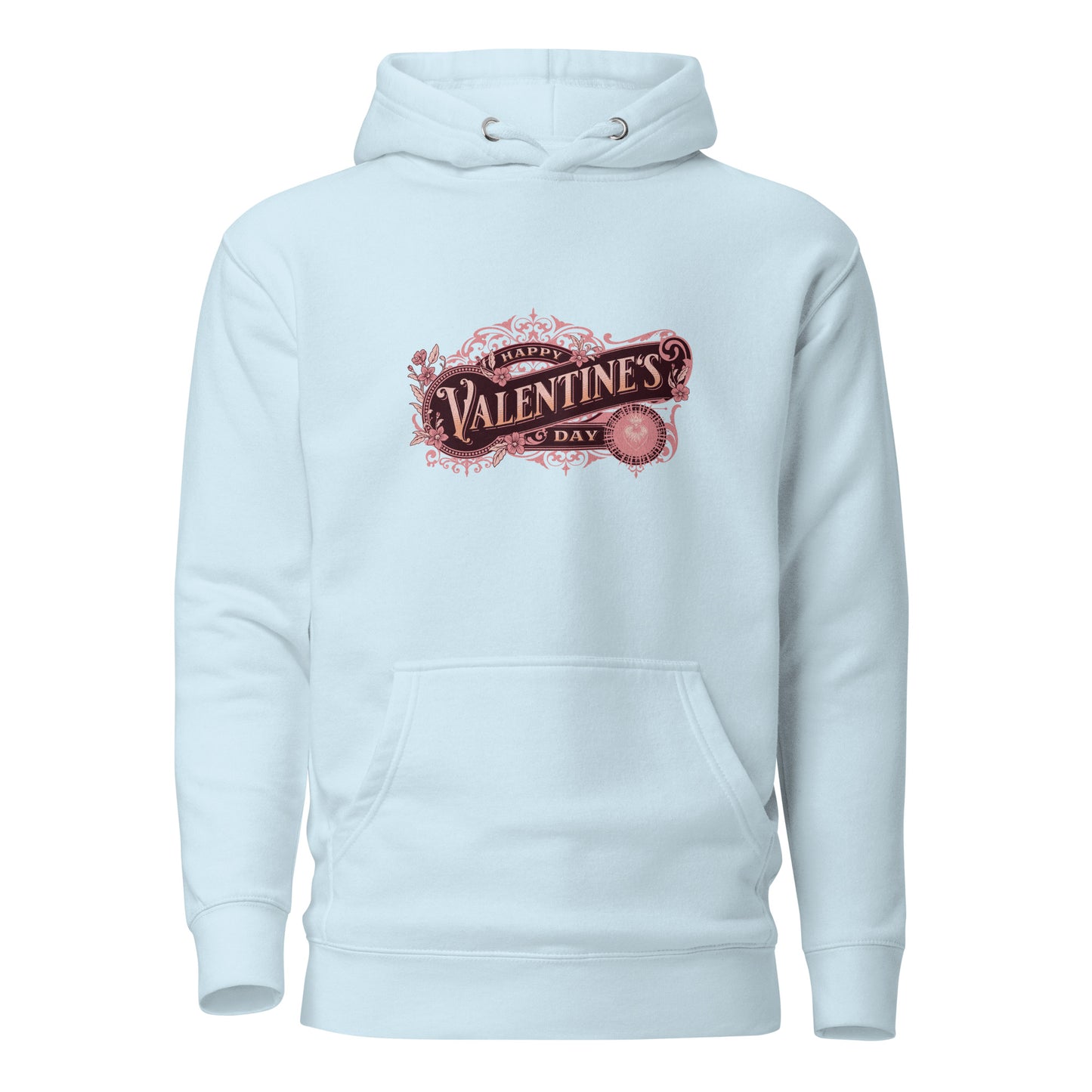 Women's Happy Valentine's Day Hoodie Sky Blue