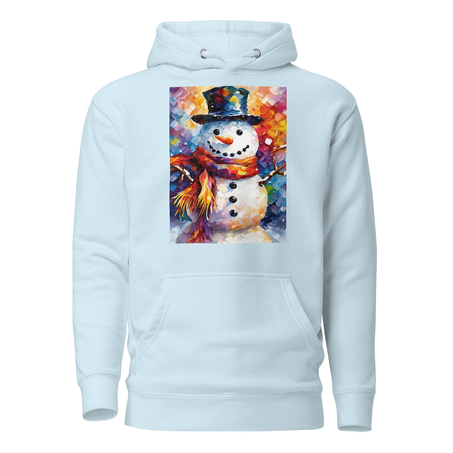 Happy Snowman Women's Christmas Hoodie Sky Blue