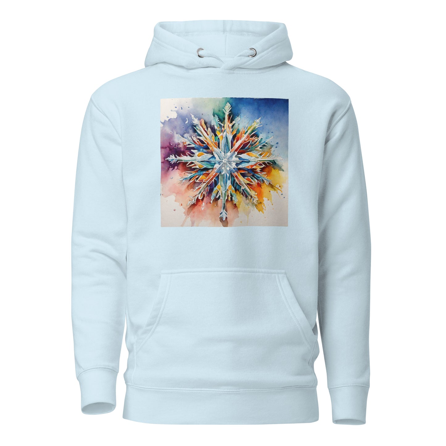 Colorful Snowflake Women's Christmas Hoodie Sky Blue