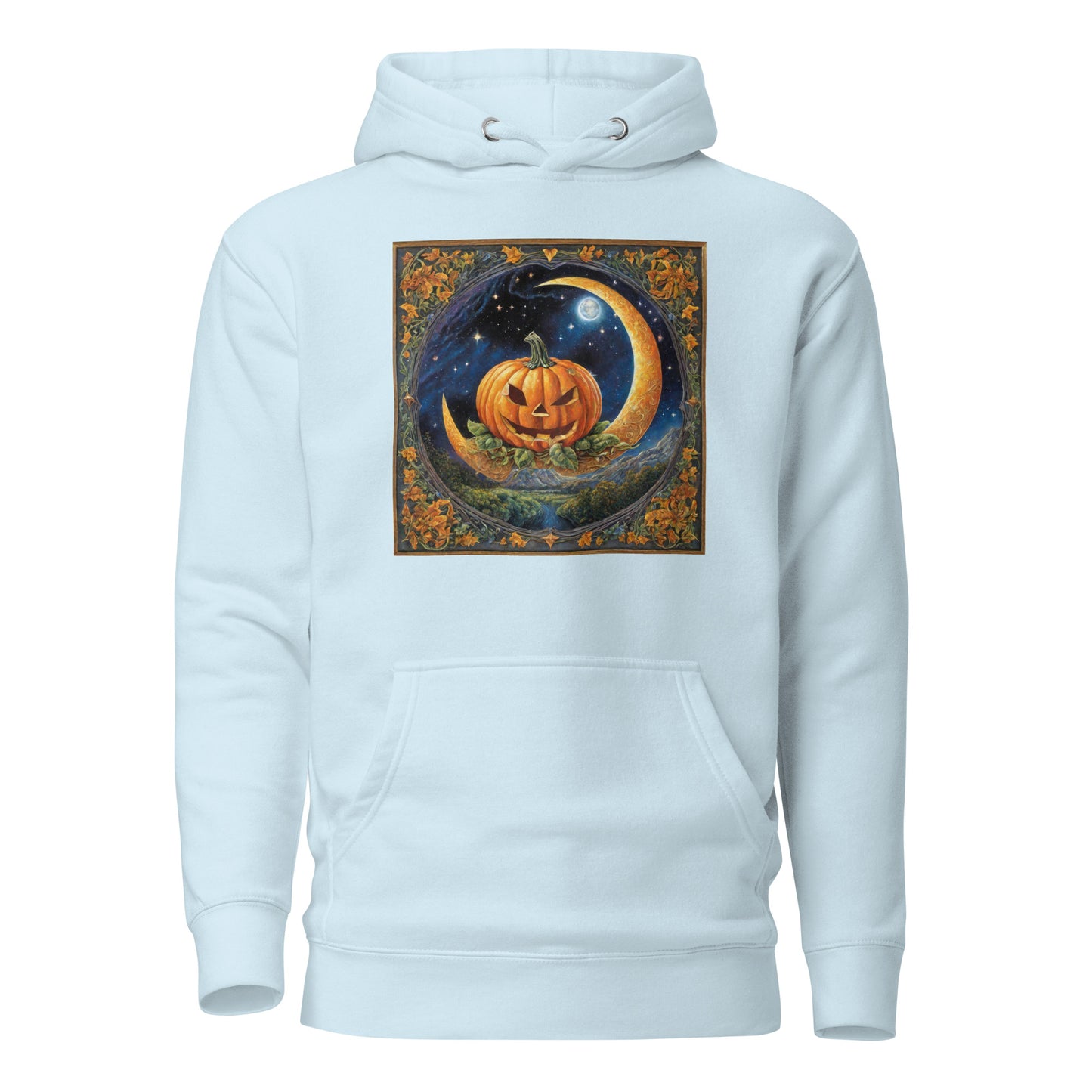 Jack O' Lantern Pumpkin Women's Halloween Hoodie Sky Blue