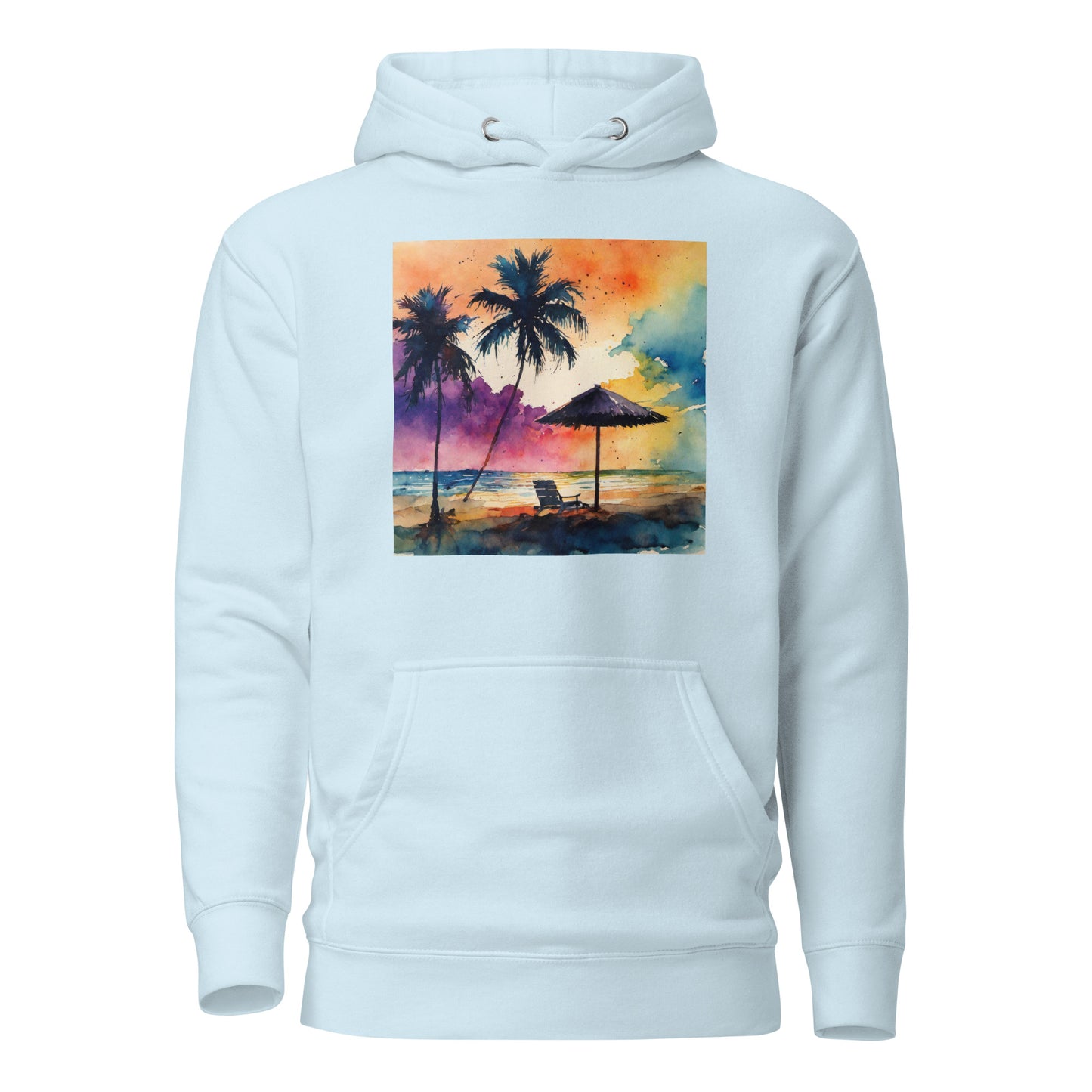 Beautiful Summer Paradise Women's Beach Hoodie Sky Blue