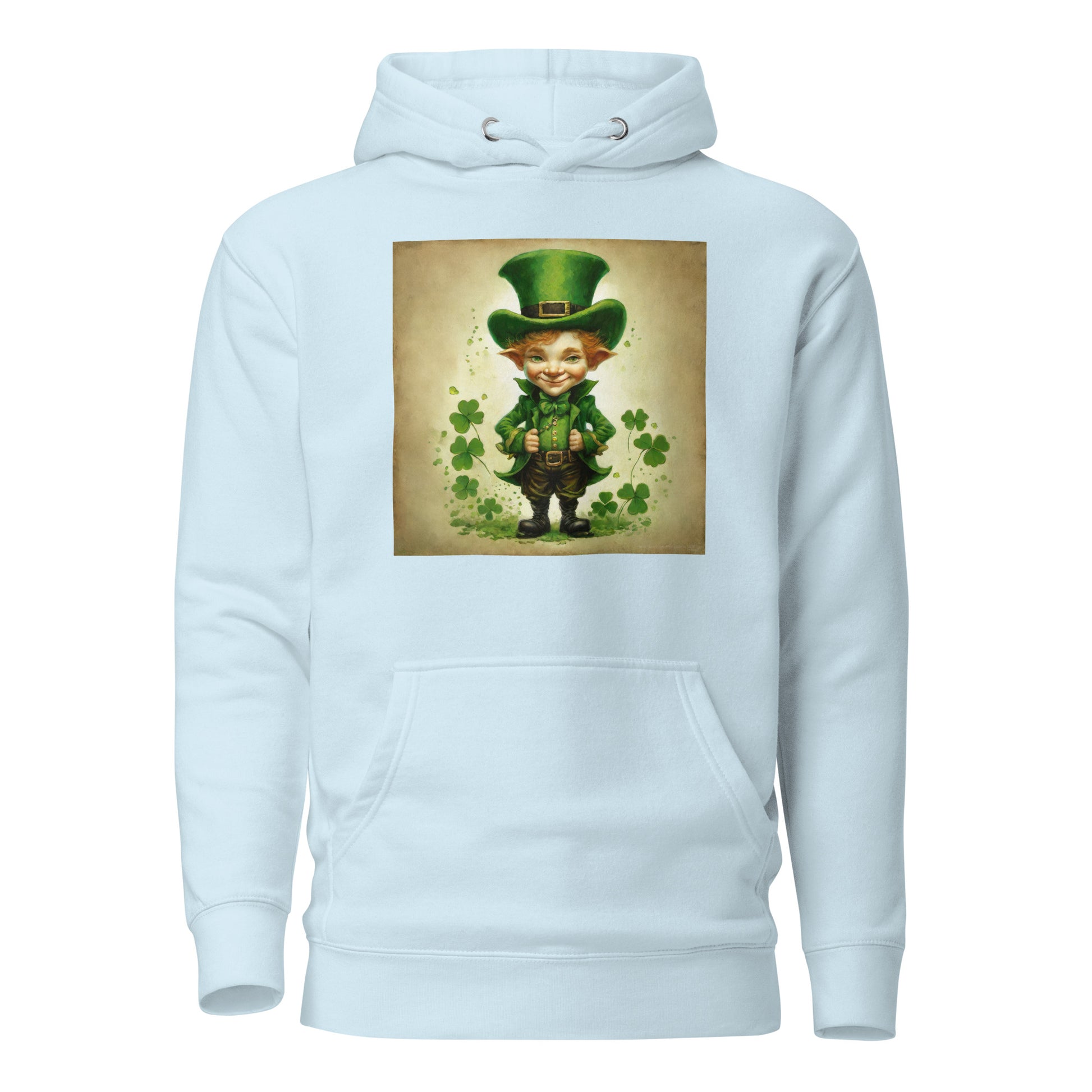 Cute Leprechaun Women's St Patrick's Day Hoodie Sky Blue