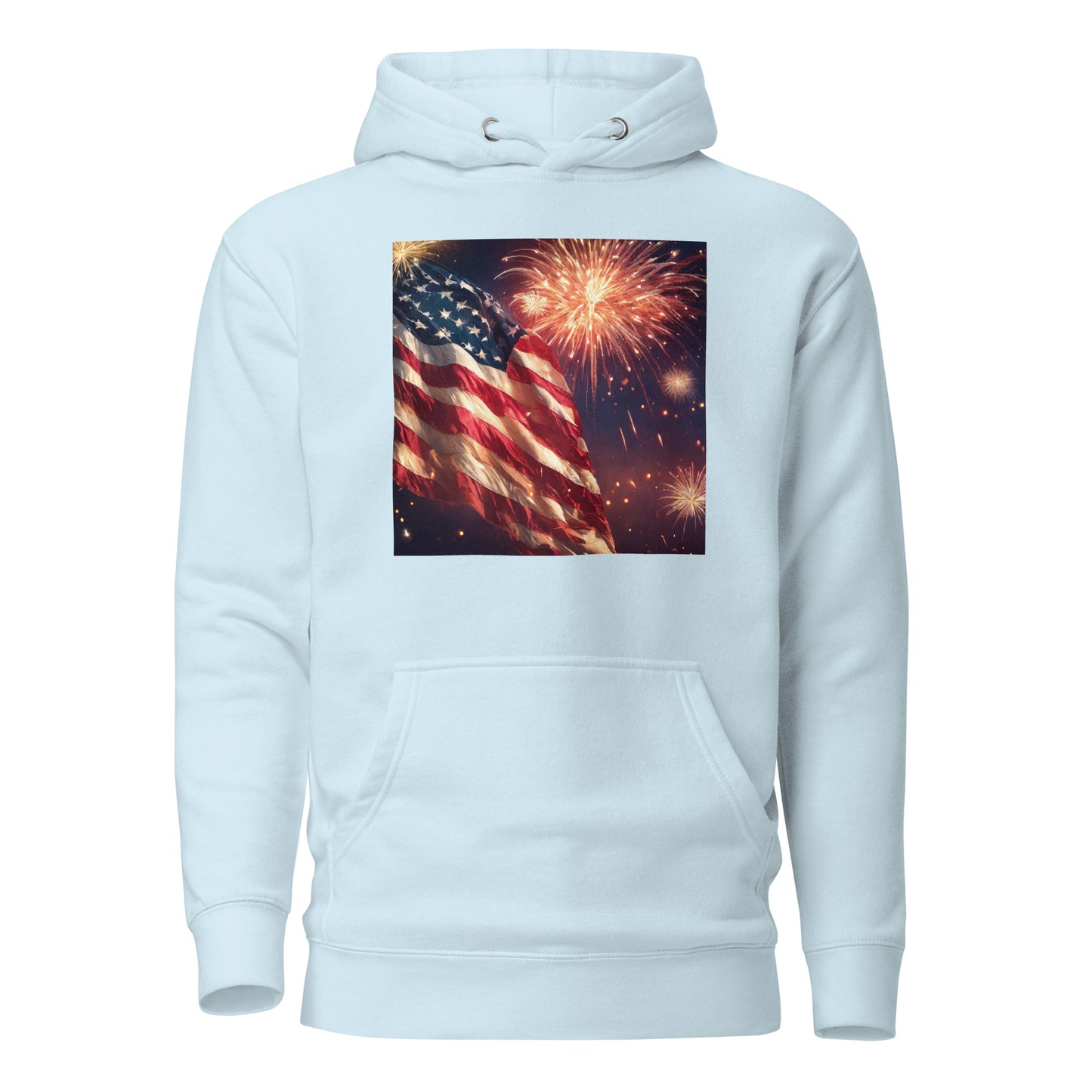 American Flag Women's 4th of July Hoodie Sky Blue