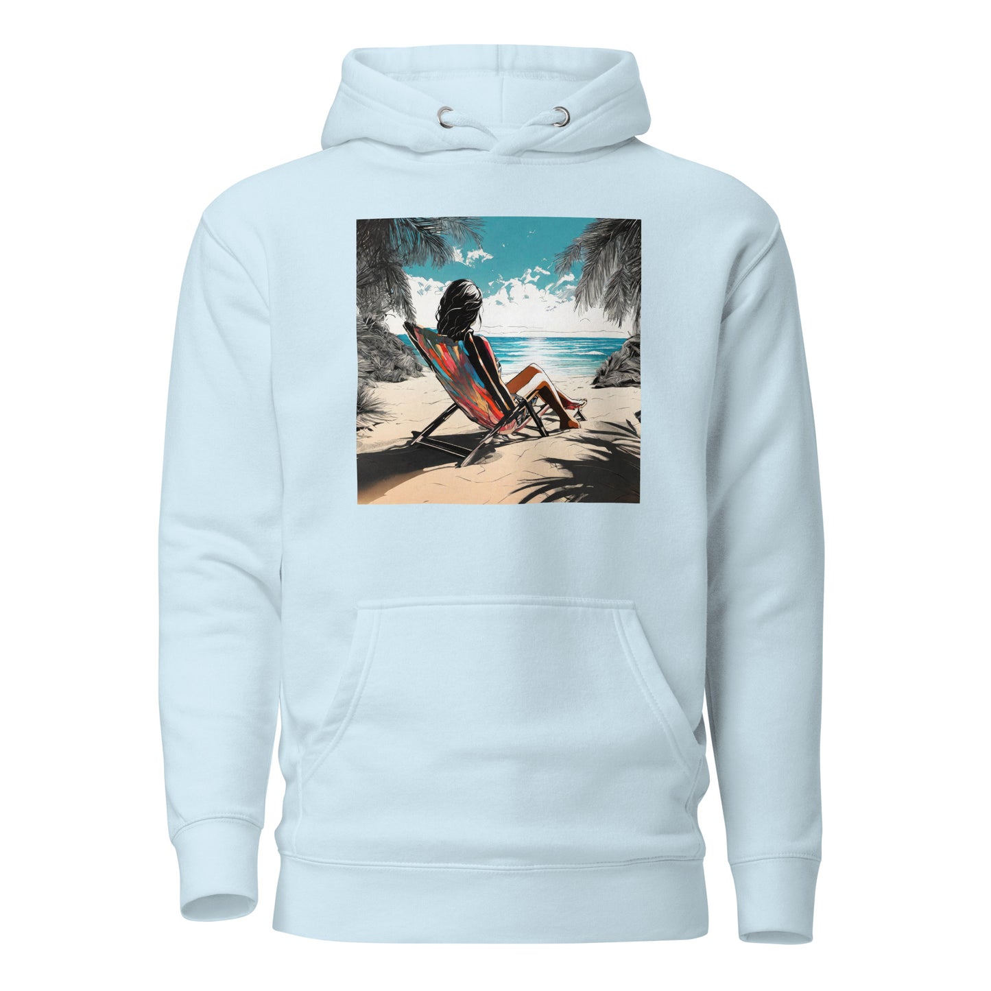 Relaxing on the Beach Women's Summer Hoodie Sky Blue