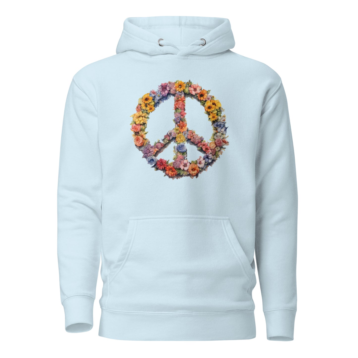 Flower Peace Sign Women's Hoodie Sky Blue