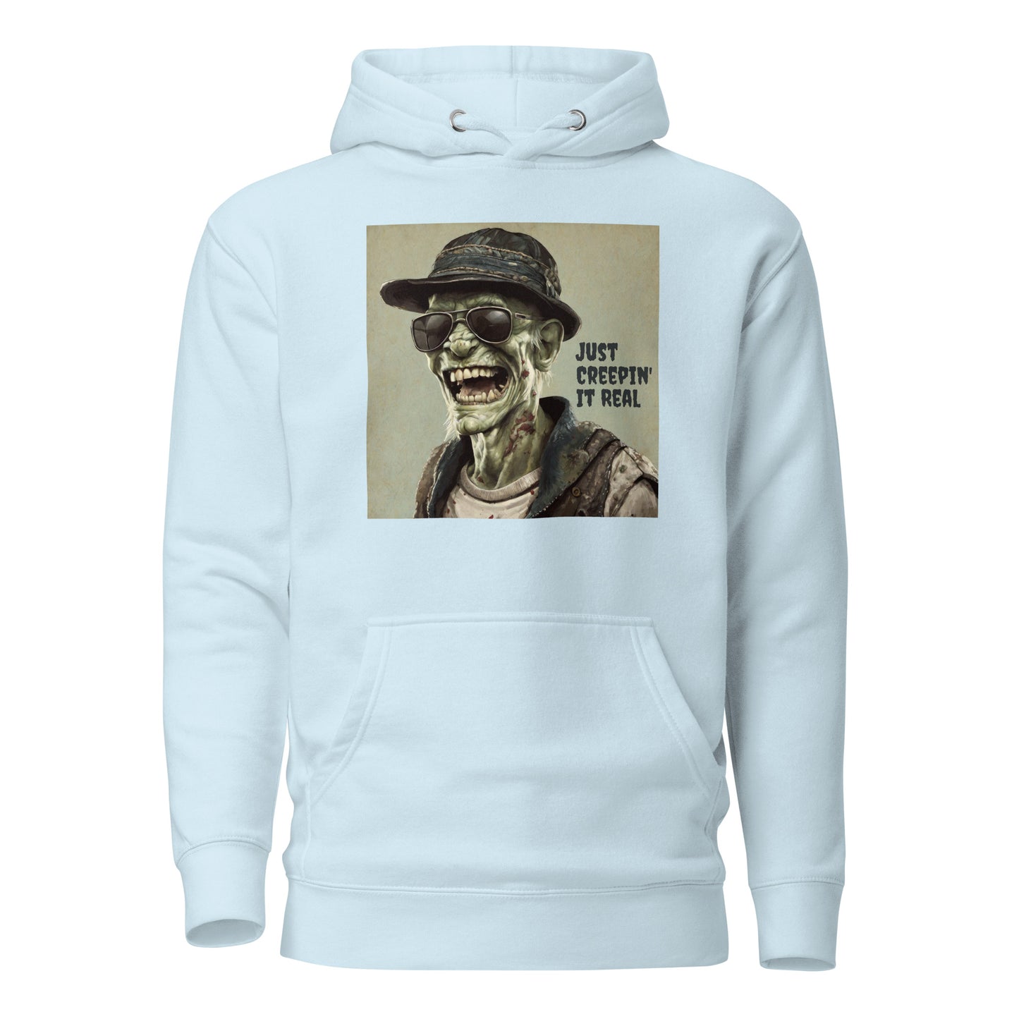 Just Creepin' It Real Women's Zombie Hoodie for Halloween Sky Blue