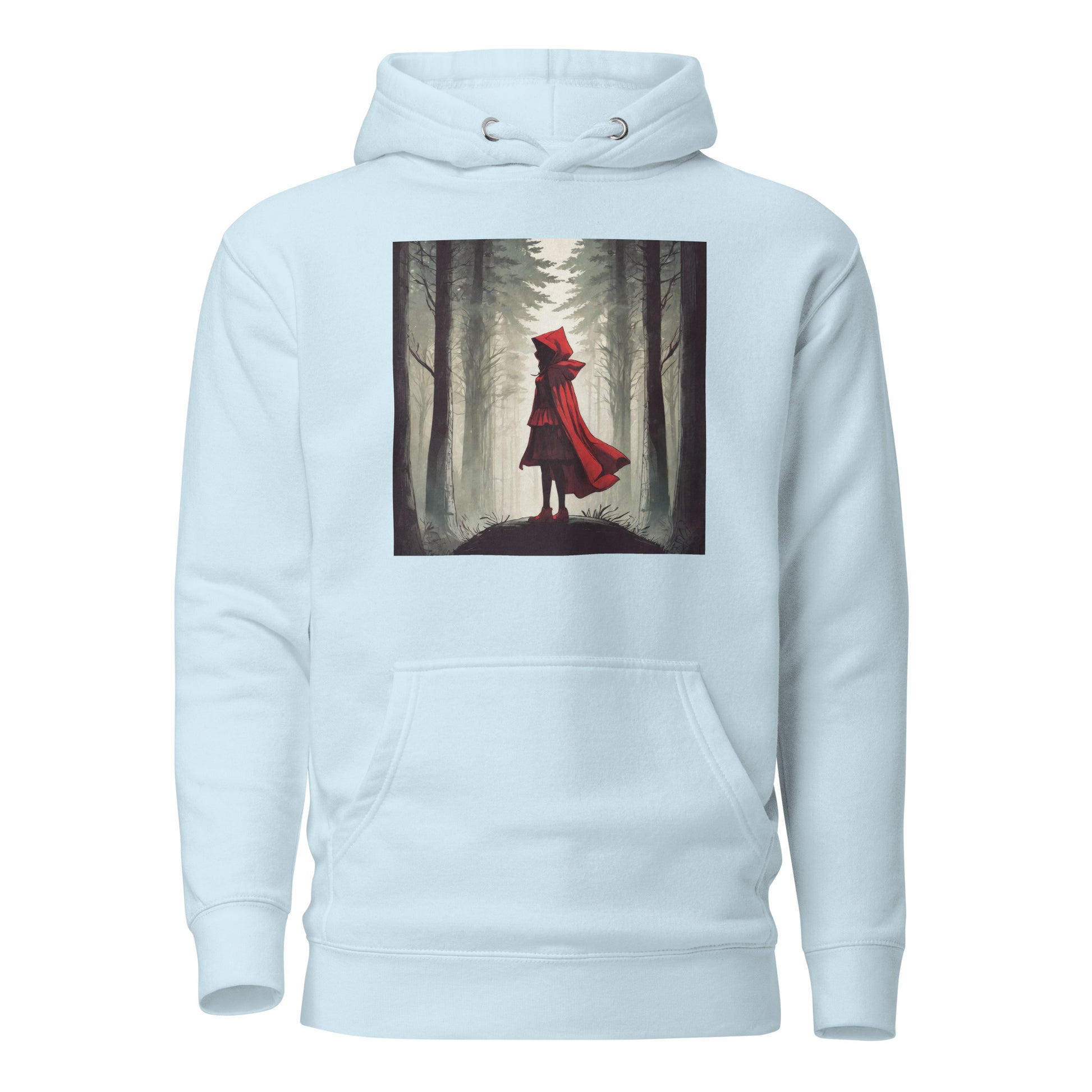 Bold Red Riding Hood in Forest Women's Fairy Tale Hoodie Sky Blue