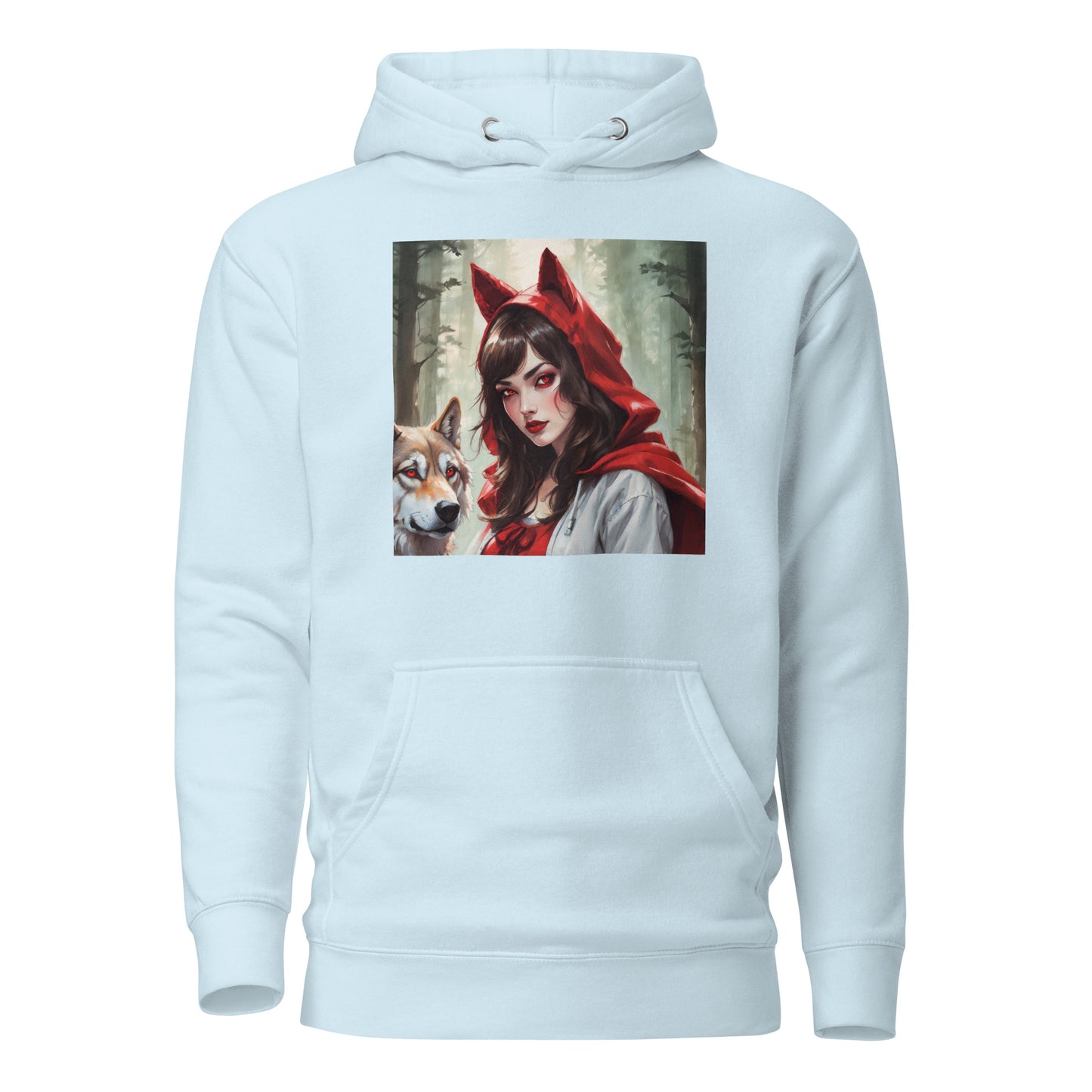 Red Riding Hood Colluding with the Wolf Women's Fairy Tale Hoodie Sky Blue