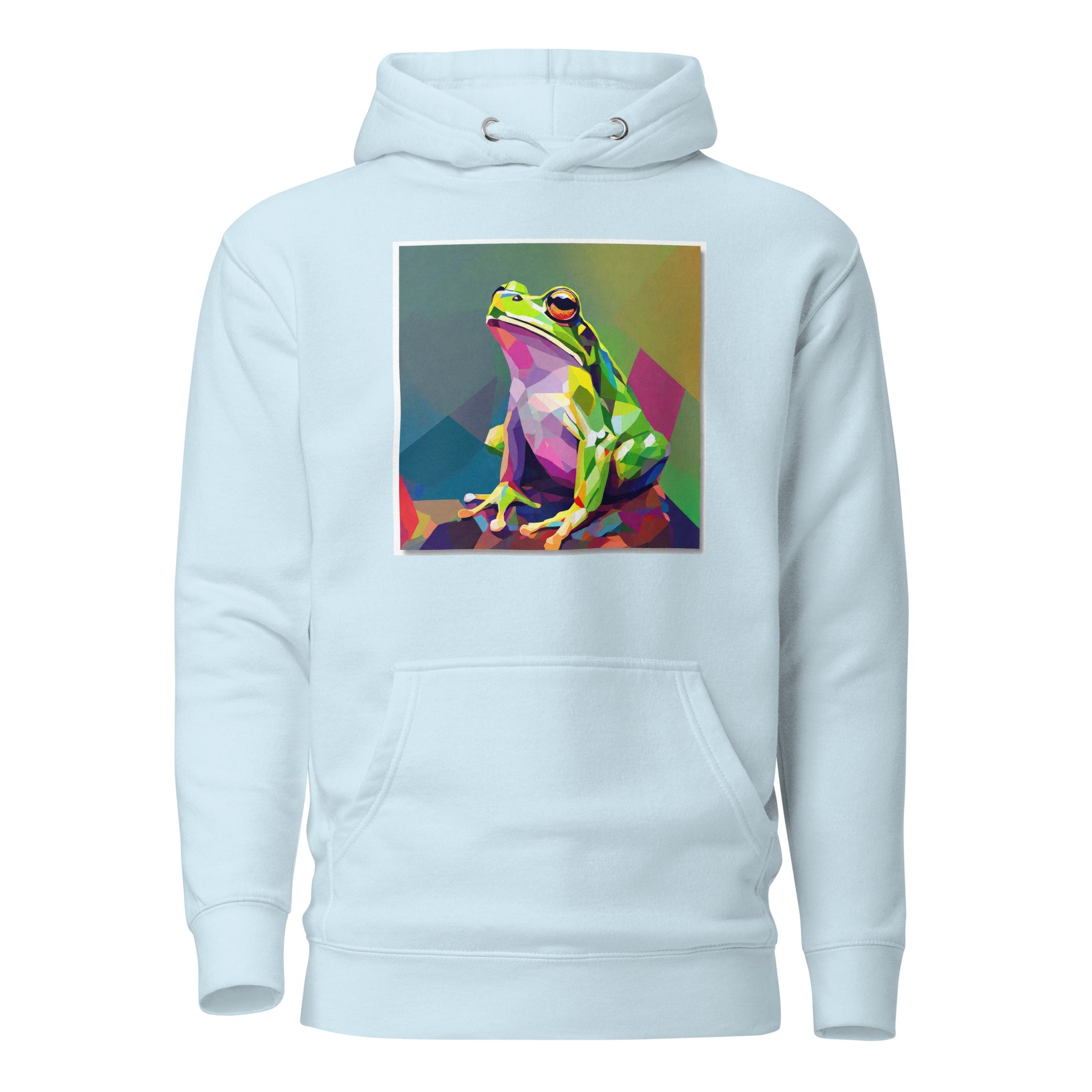 Geometric Frog Women's Animal Lover Hoodie Sky Blue