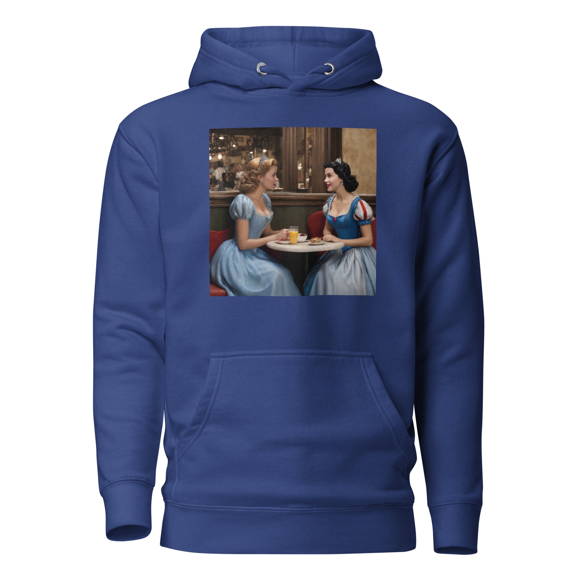 Cinderella and Snow White at a Cafe Hoodie Team Royal