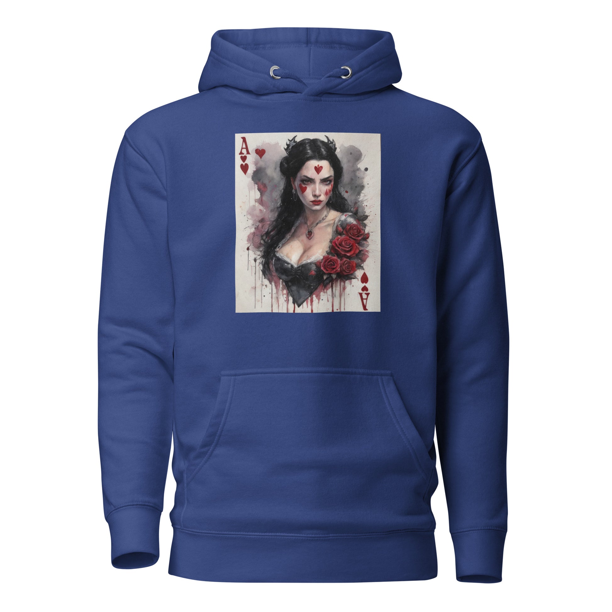 Queen of Hearts Playing Card Women's Hoodie Team Royal