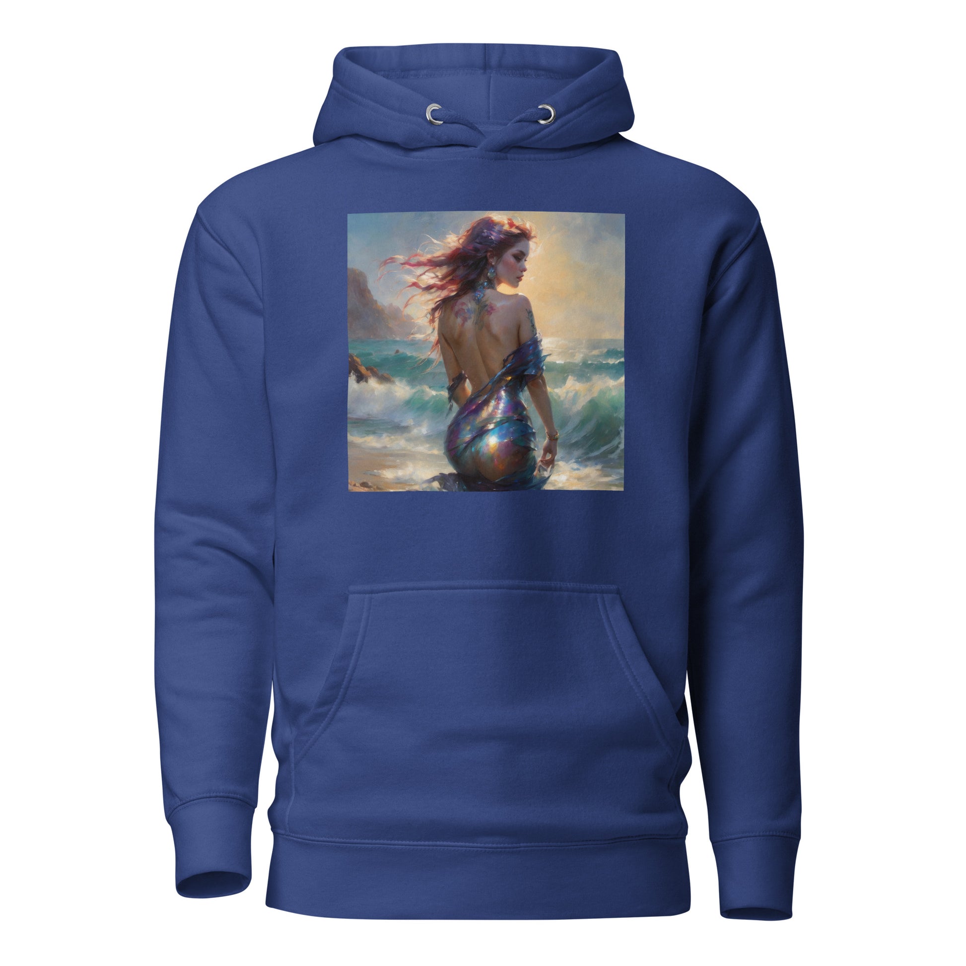 Enchanting Mermaid on Beach Women's Fantasy Hoodie Team Royal