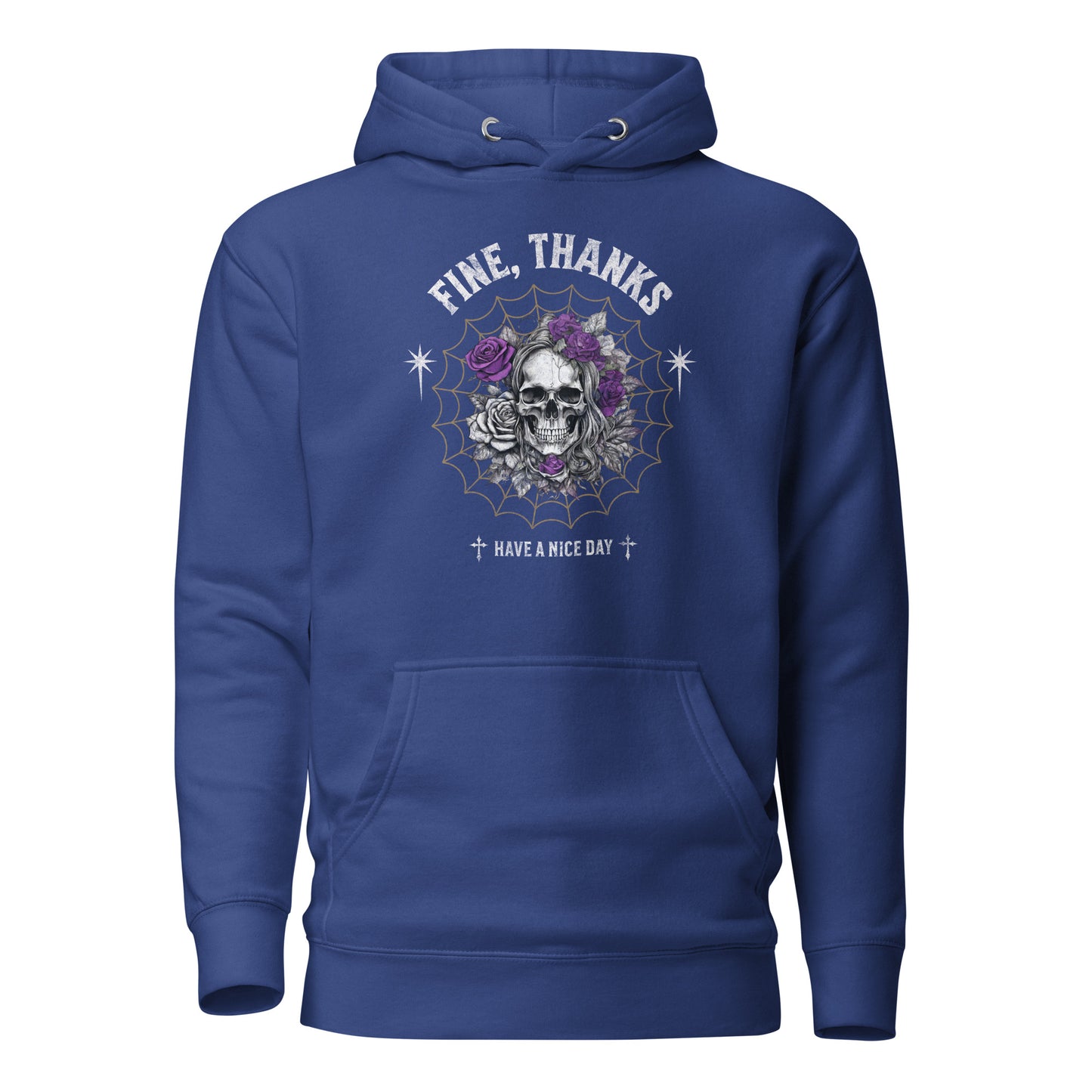 Fine Thanks Skull Women's Funny Hoodie Team Royal