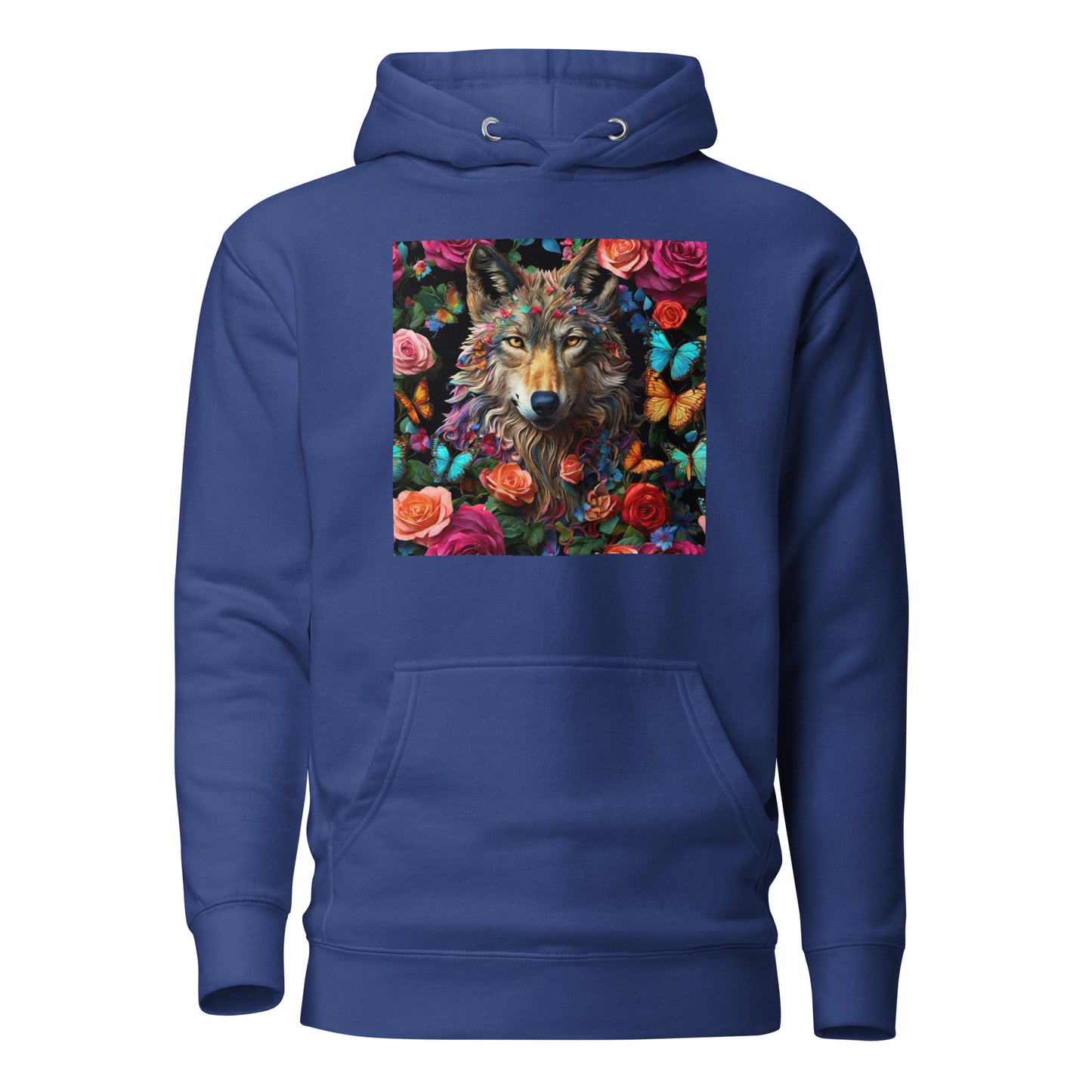 Wolf and Roses Women's Animal Lover Hoodie Team Royal