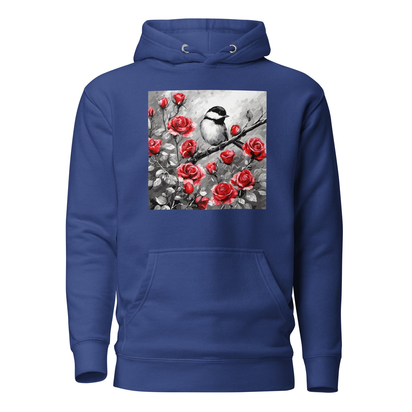 Chickadee Among Roses Women's Bird Lover Hoodie Team Royal