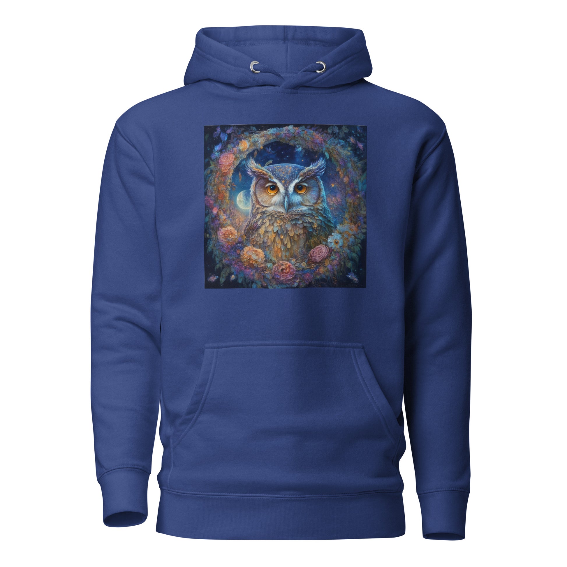 Owl Wreath Women's Animal Lover Hoodie Team Royal