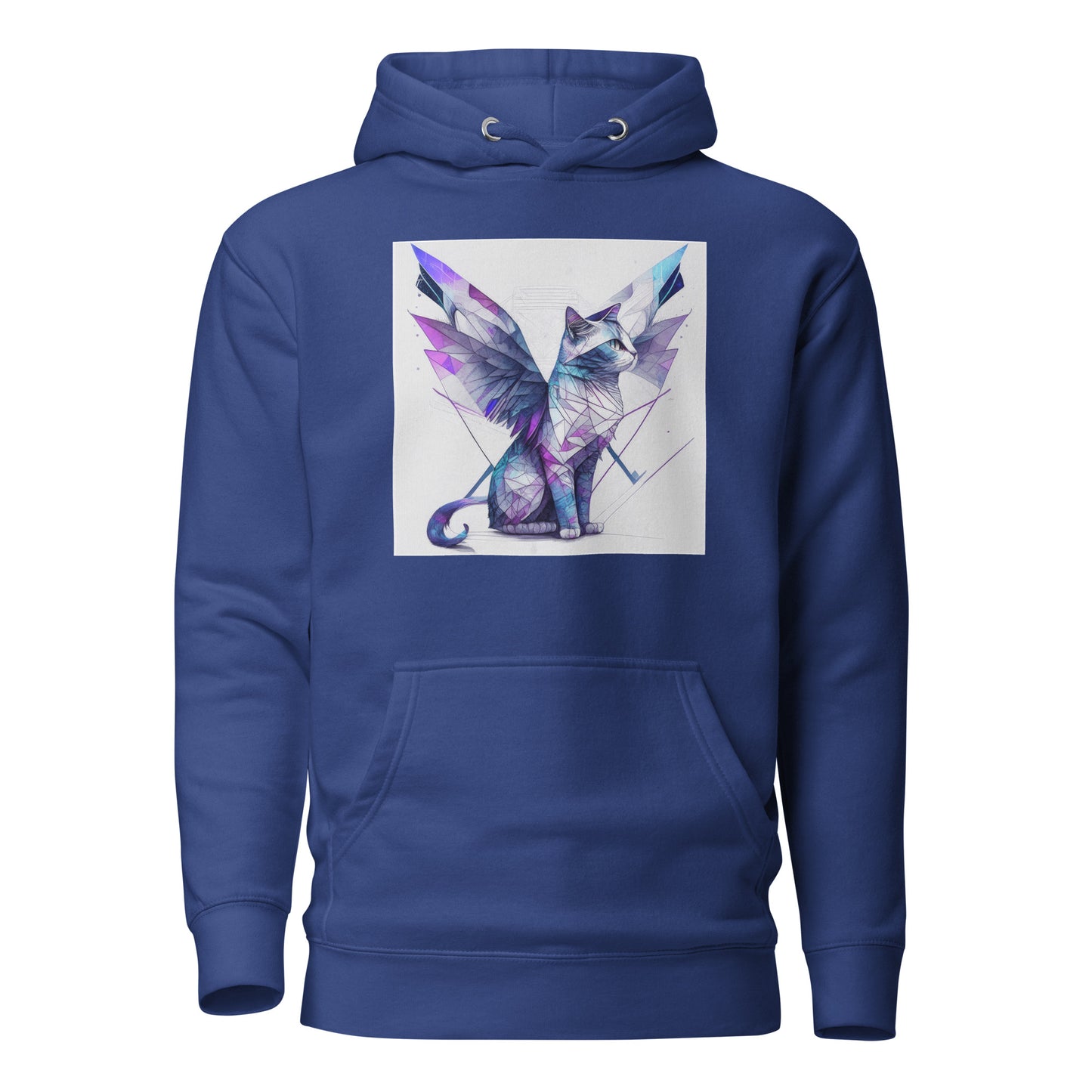 Geometric Cat with Wings Women's Cat Lover Hoodie Team Royal