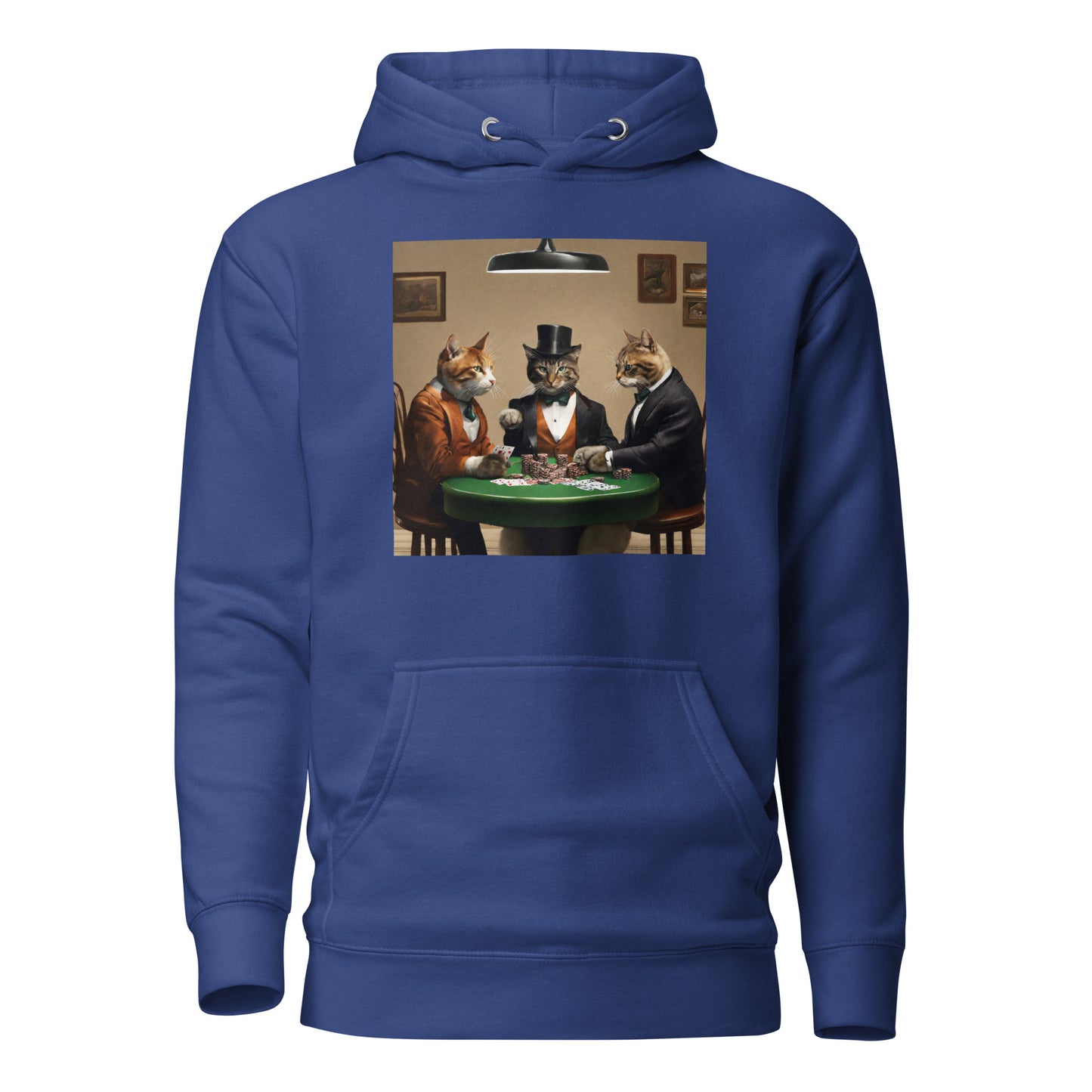 Cats Playing Poker Women's Funny Hoodie Team Royal