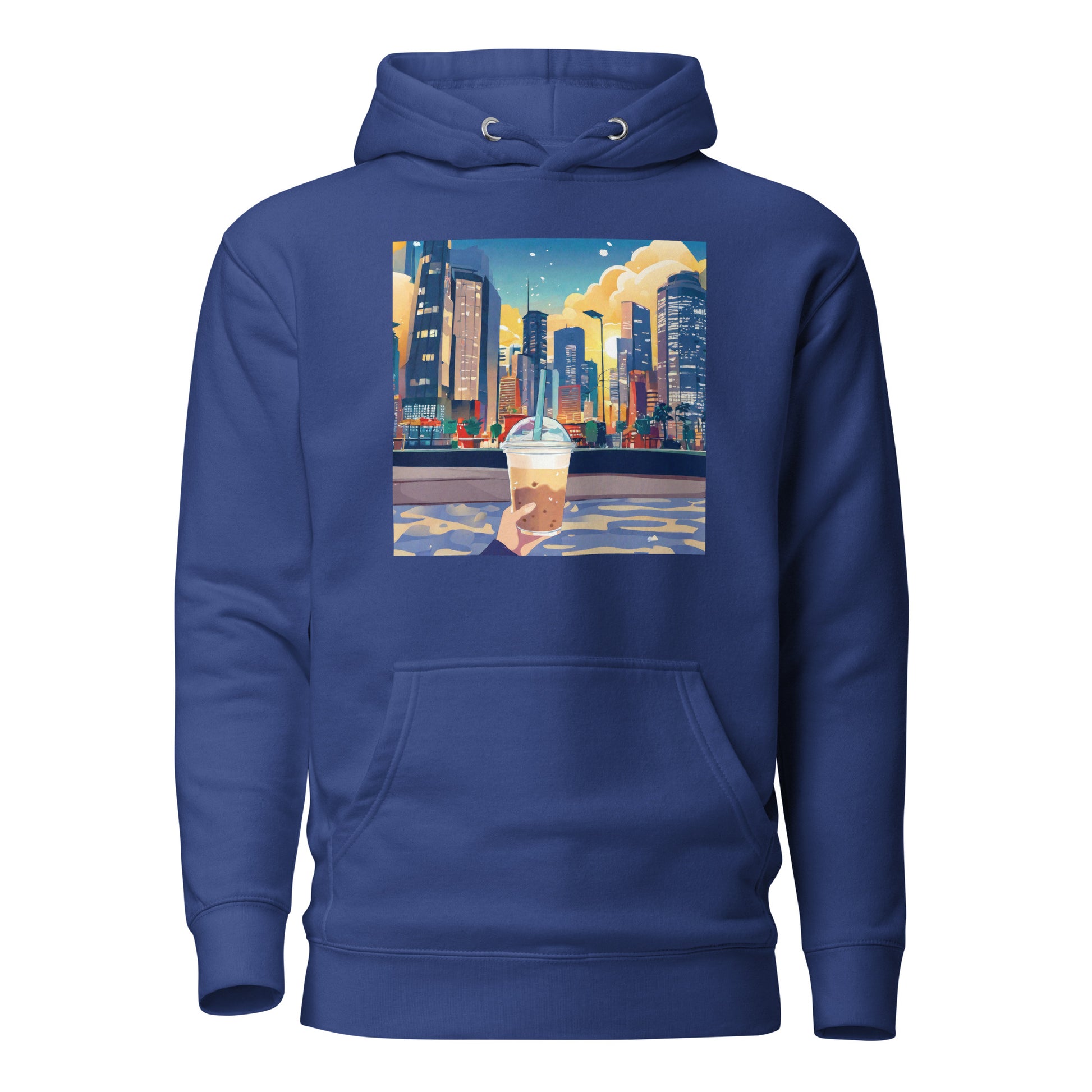 Women's Hand Holding Up Bubble Milk Tea Boba Hoodie Team Royal