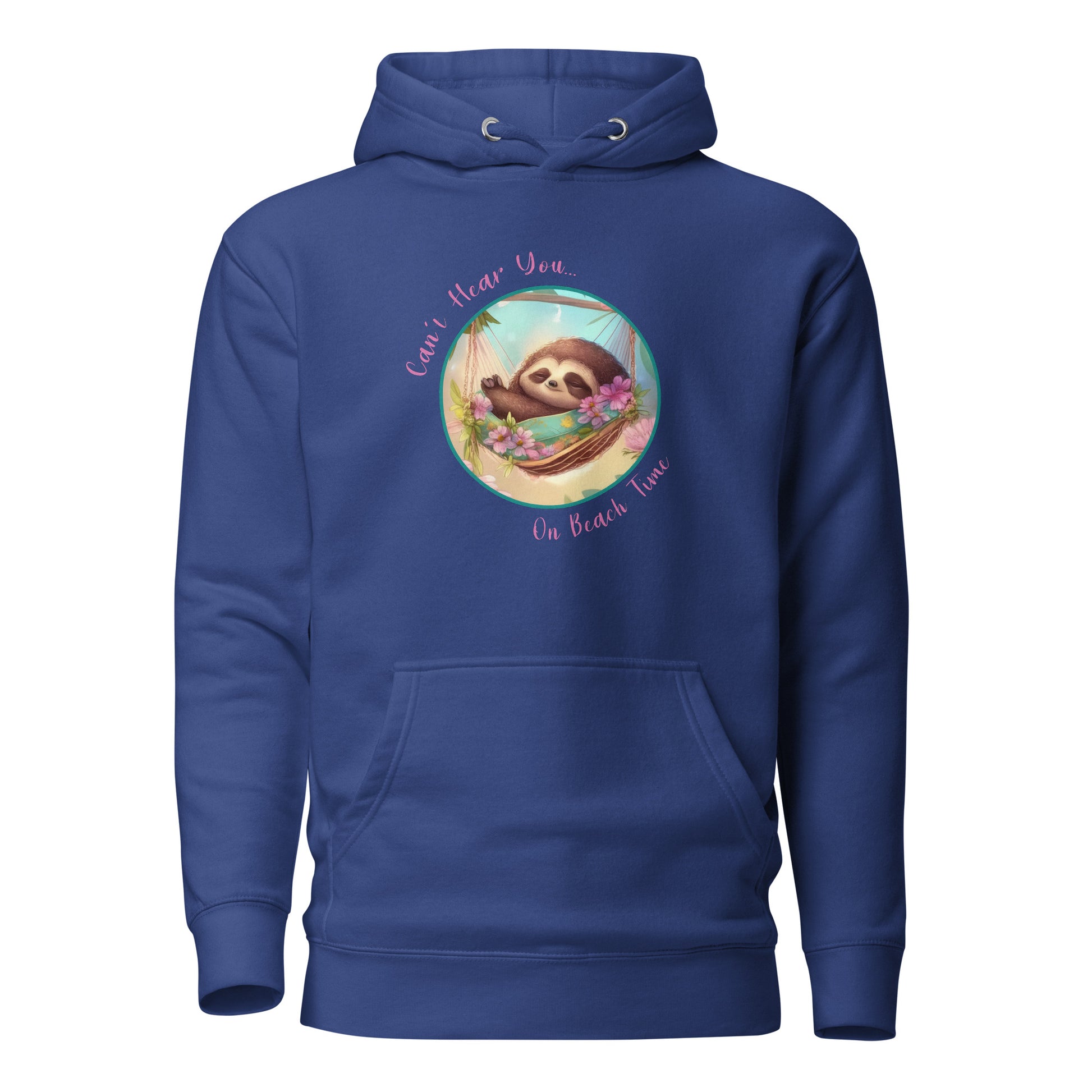 Can't Hear You... On Beach Time Sloth Women's Summer Hoodie Team Royal