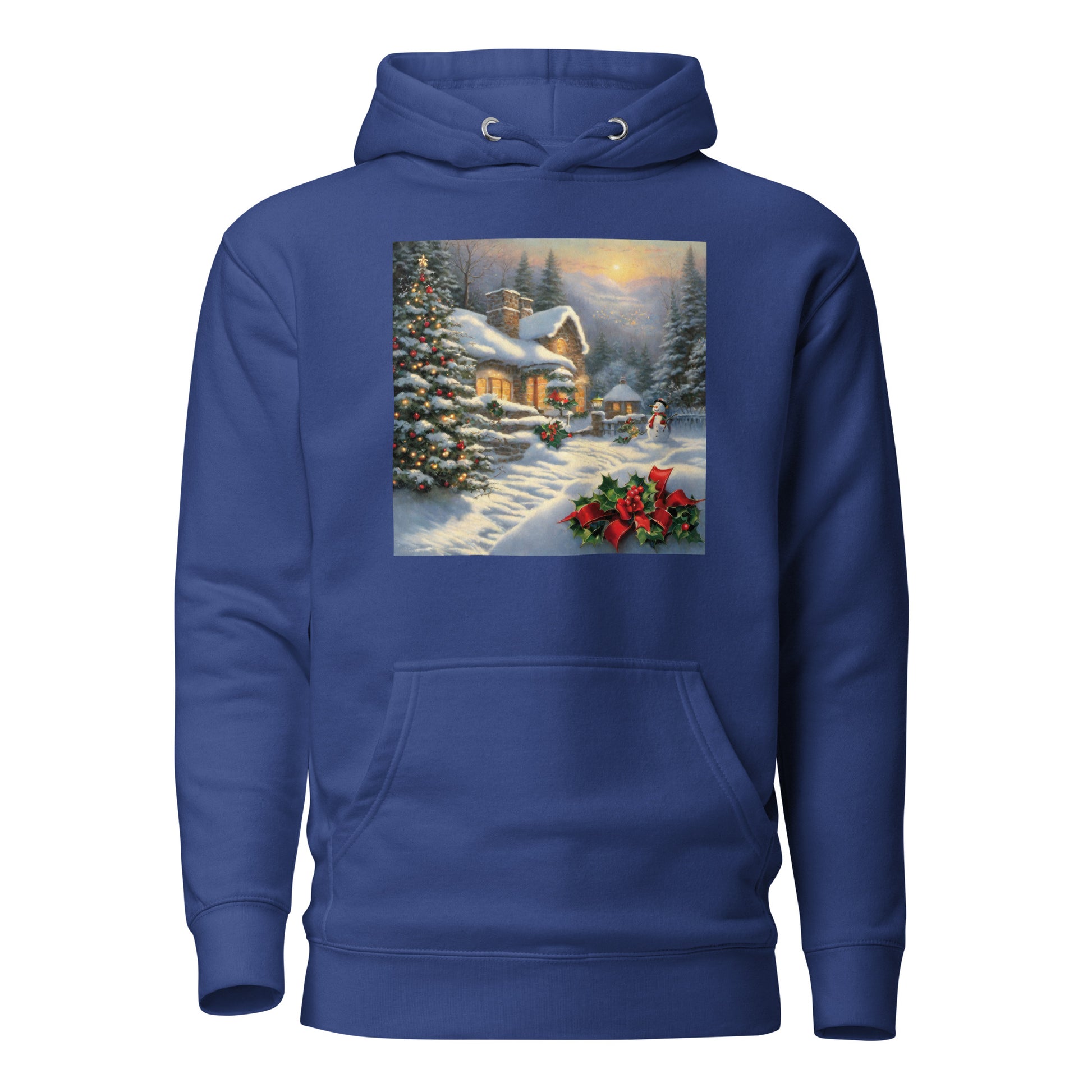 Snowy Winter Scene Women's Christmas Hoodie Team Royal