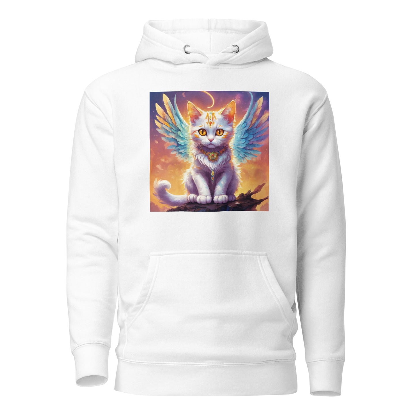 Cat with Wings Women's Graphic Hoodie White