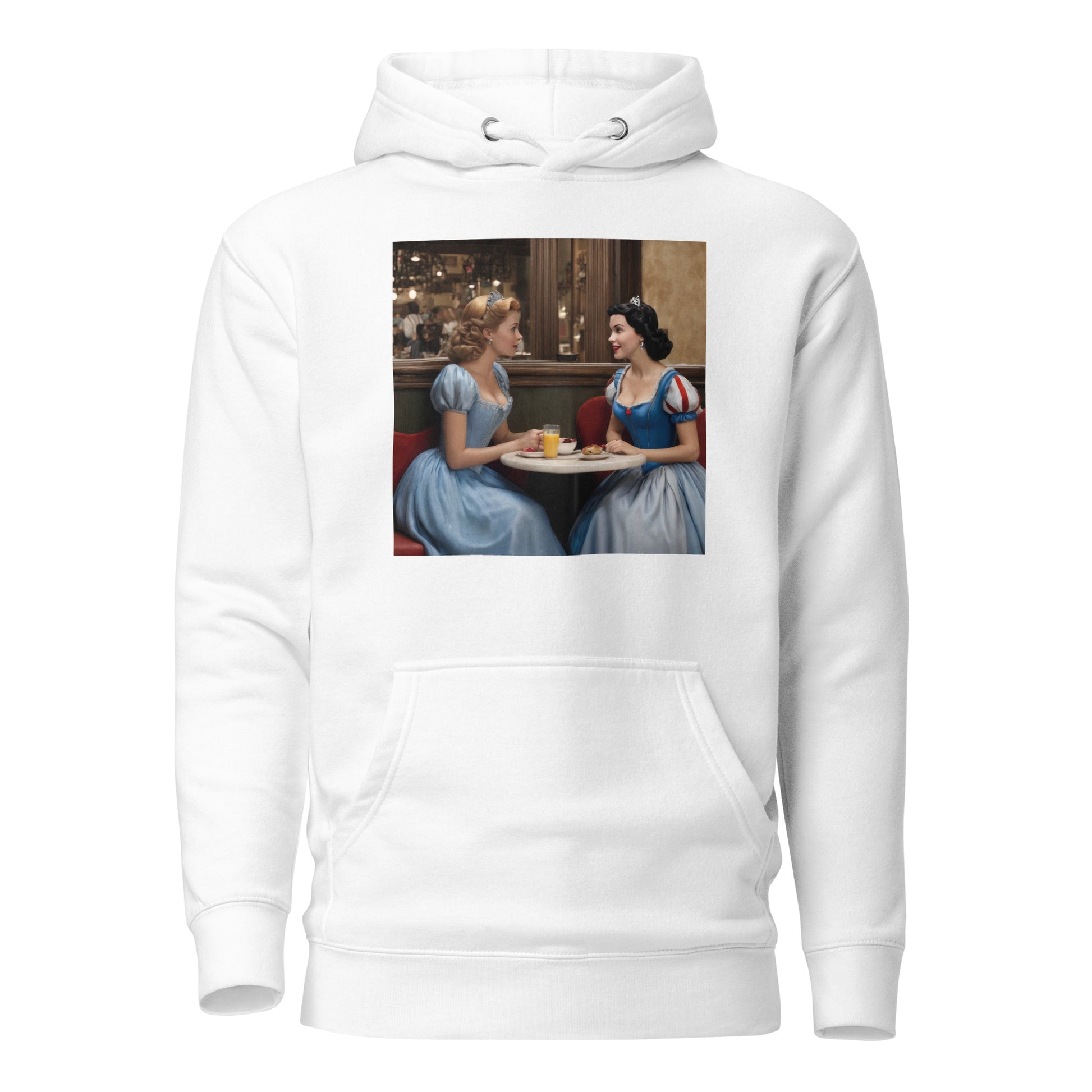 Cinderella and Snow White at a Cafe Hoodie White