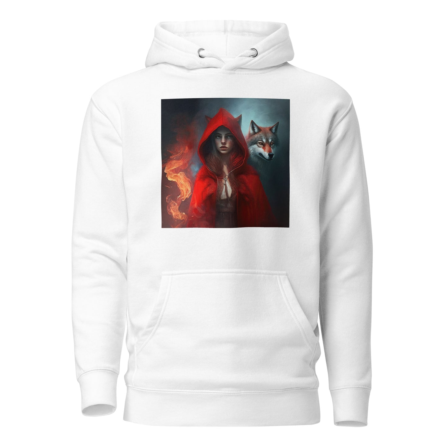 Fiery Red Riding Hood & Wolf Hoodie White