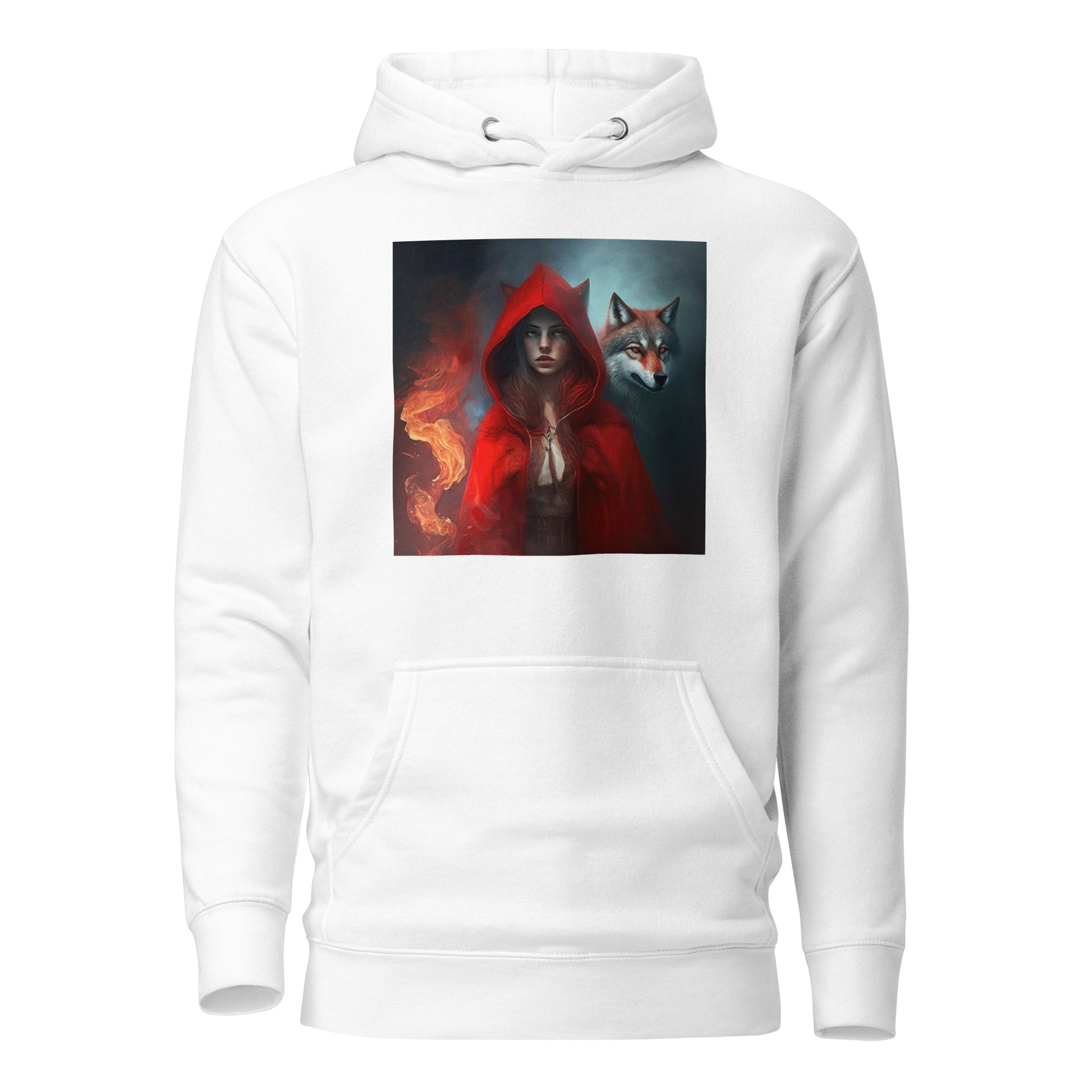 Fiery Red Riding Hood & Wolf Hoodie White