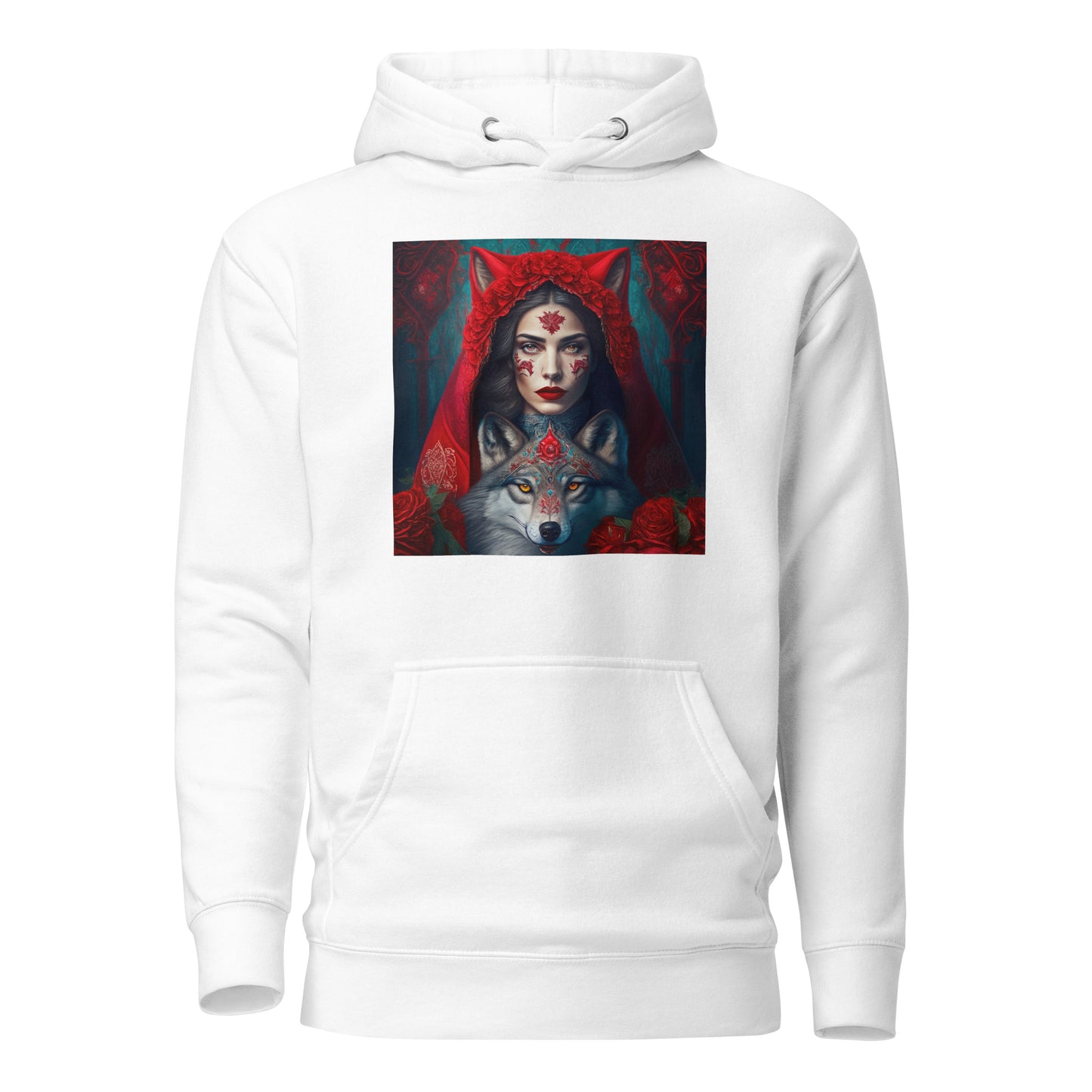 Red Riding Hood Unites with the Wolf Women's Hoodie White