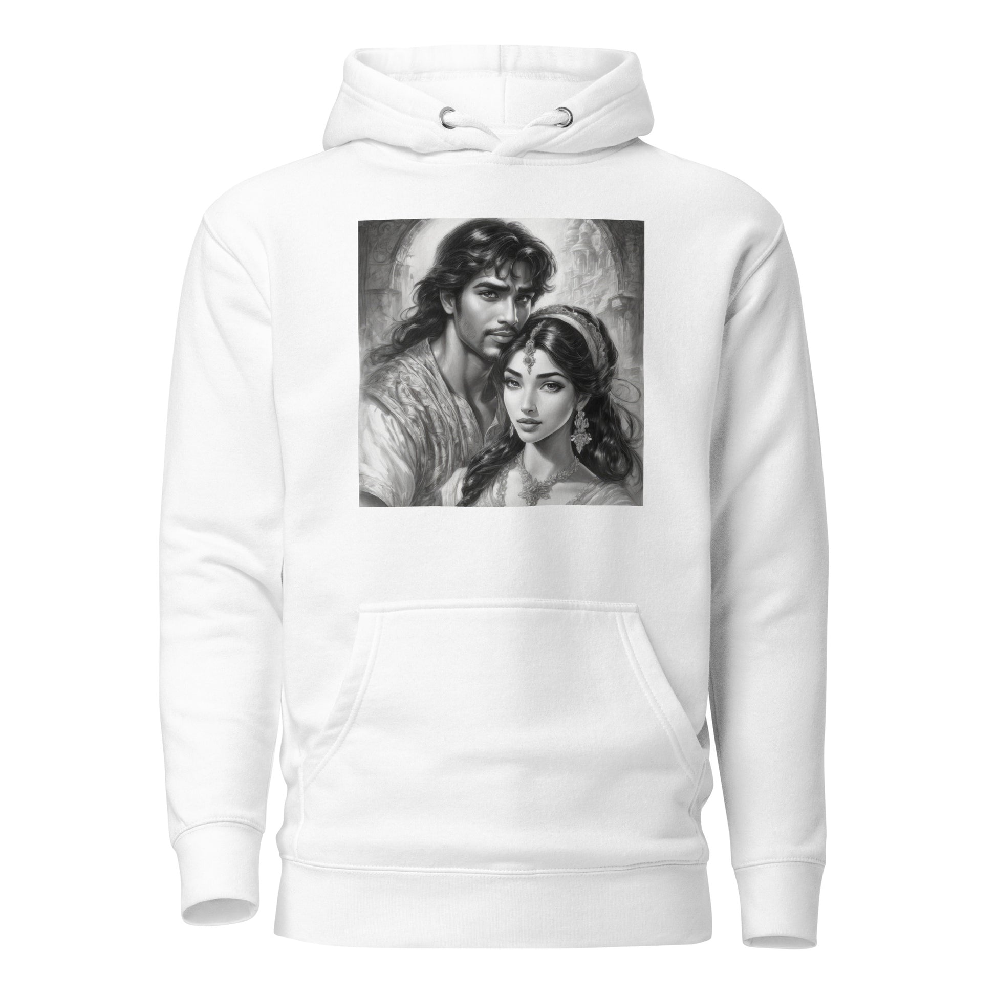 Jasmine & Aladdin Portrait Women's Fairy Tale Hoodie White