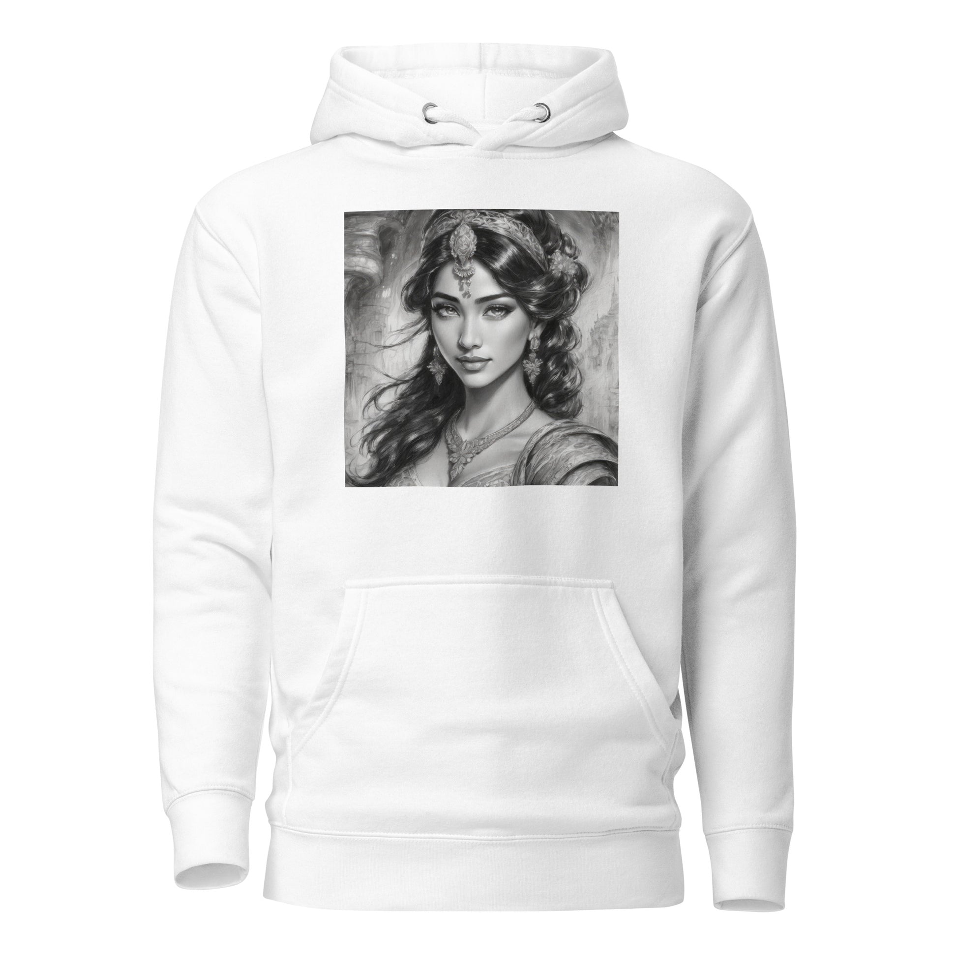 Princess Jasmine Pencil Sketch Women's Hoodie White