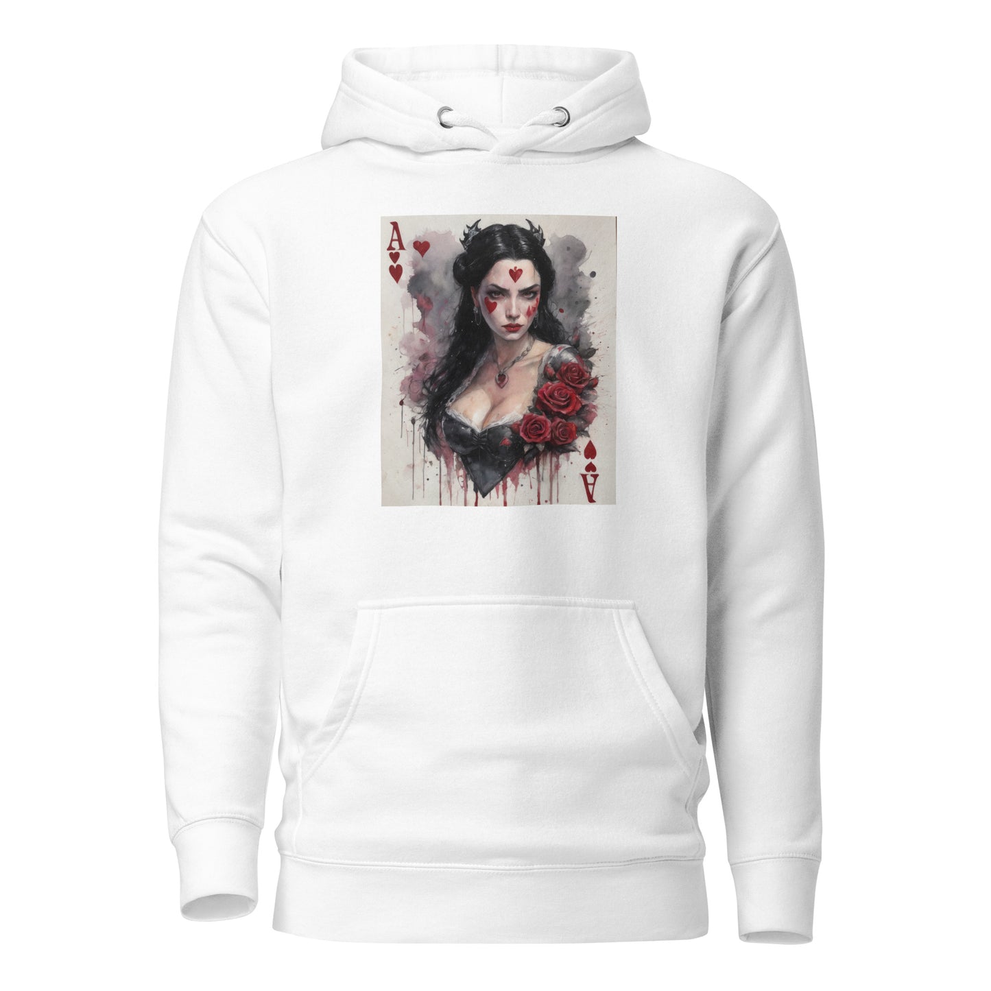 Queen of Hearts Playing Card Women's Hoodie White