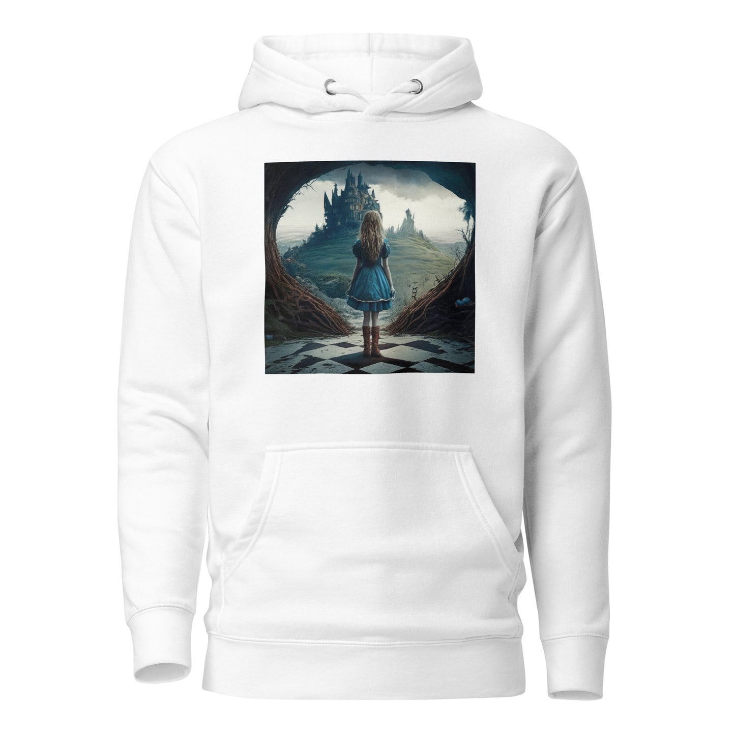 Alice Entering Wonderland Women's Fantasy Graphic Hoodie White