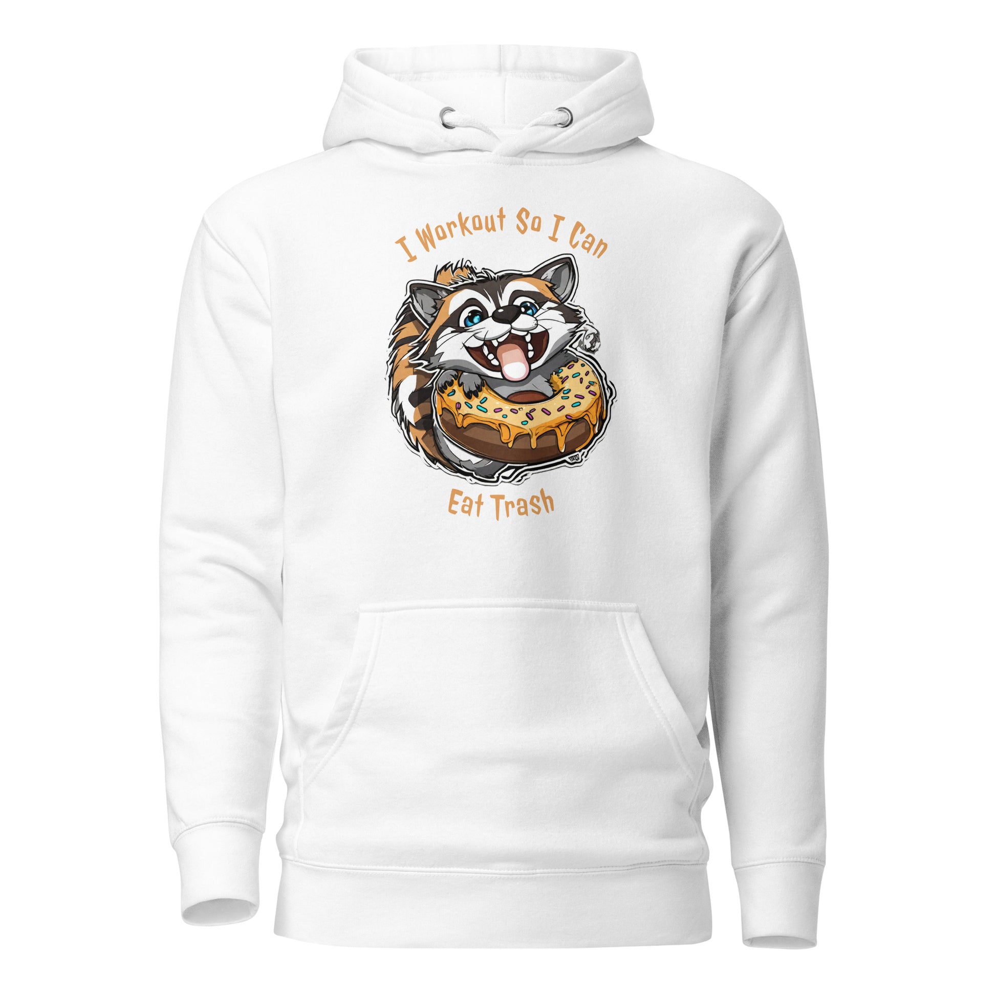 Raccoon Workout Women's Funny Hoodie White