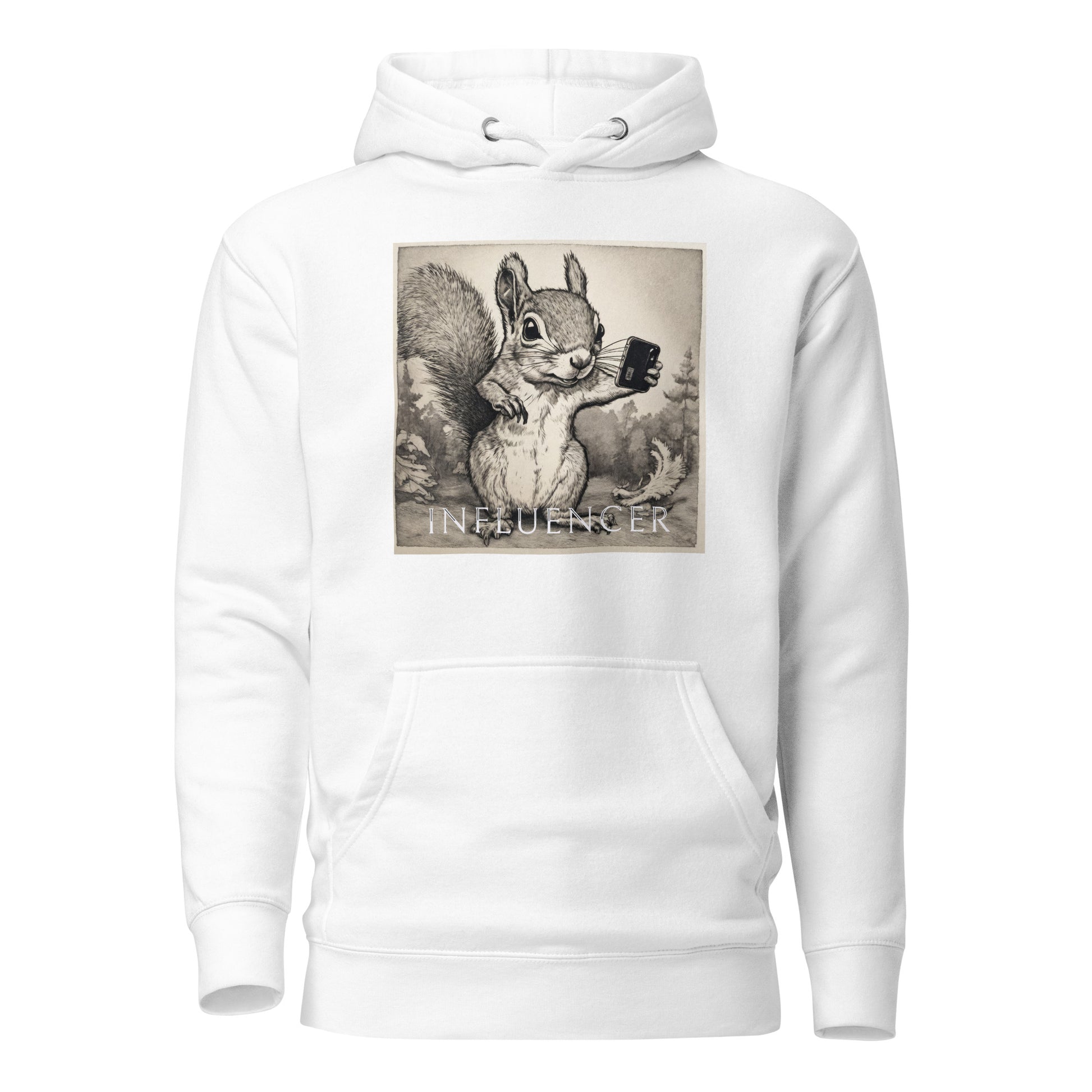 Squirrel Influencer Women's Funny Hoodie White