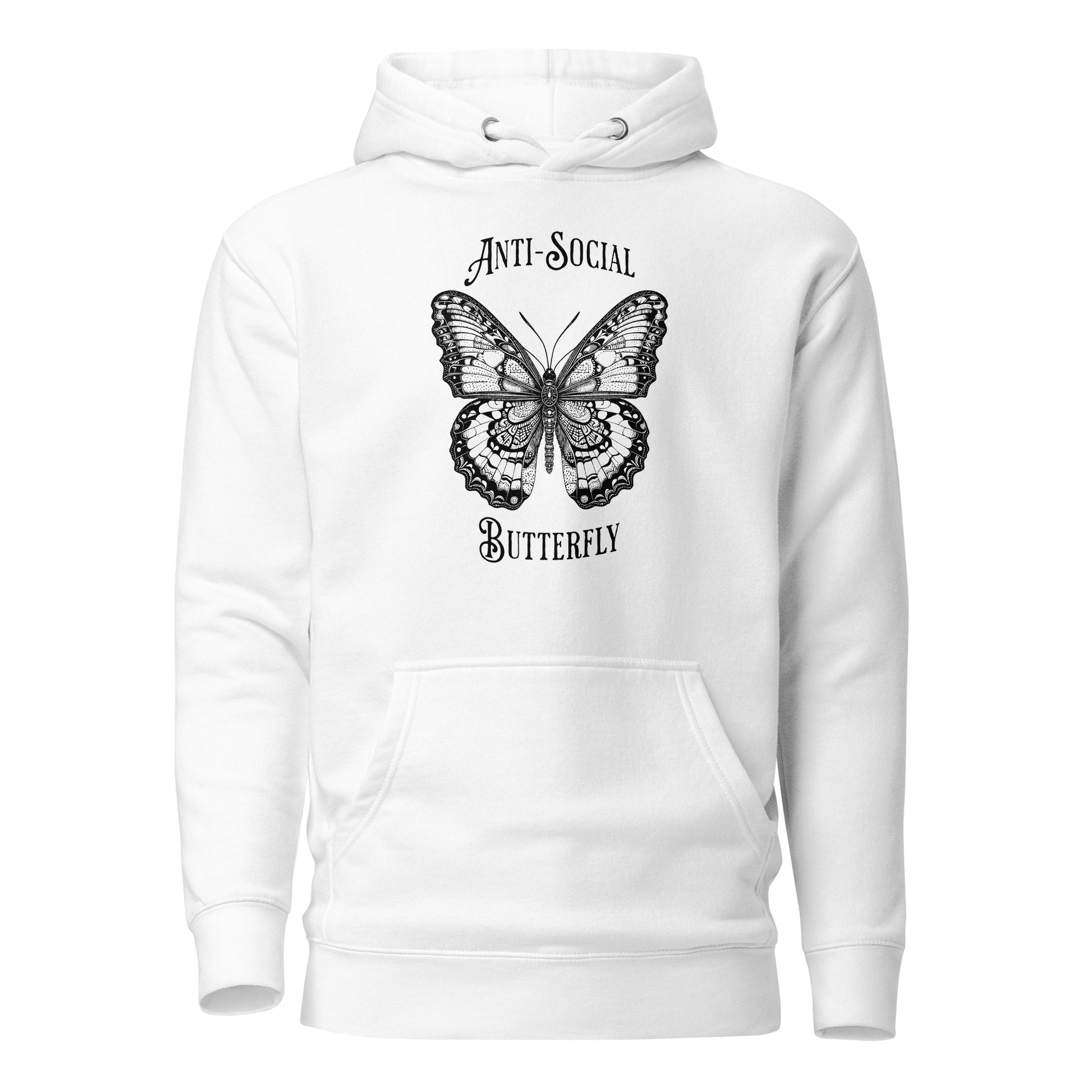 Anti-Social Butterfly Women's Funny Hoodie White