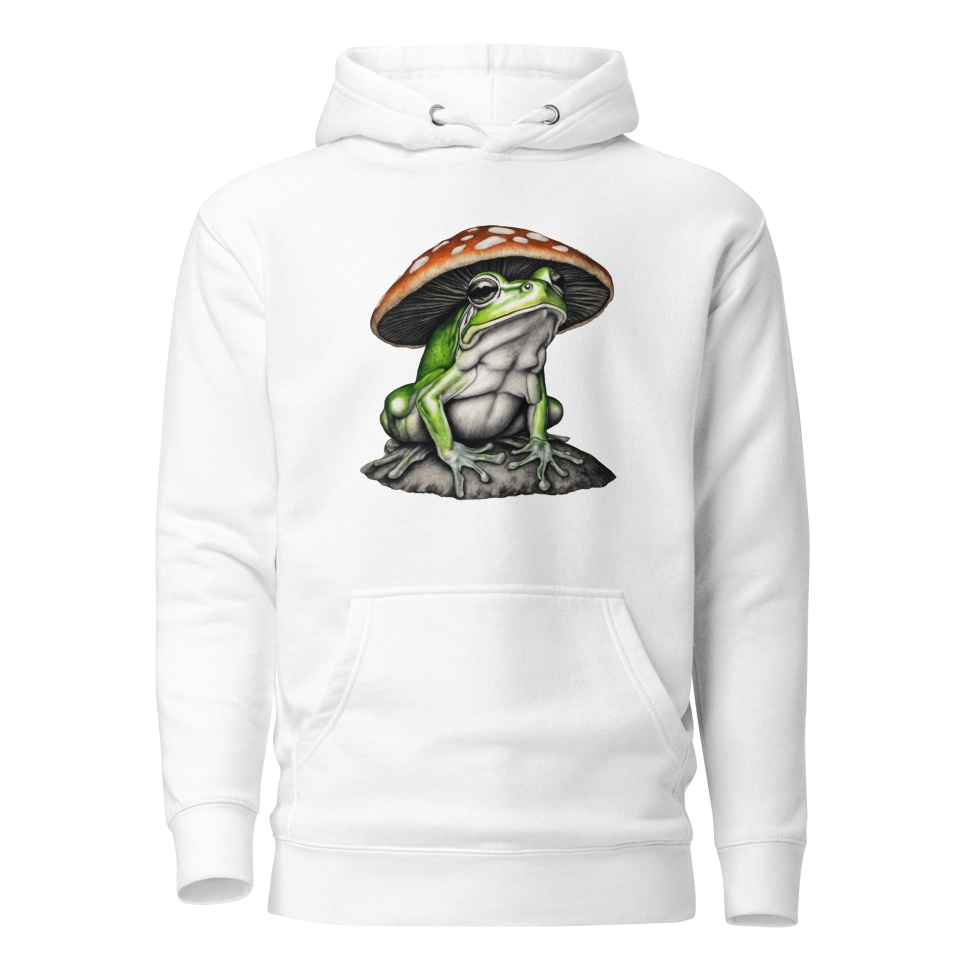 Frog in Shroom Cap Women's Graphic Hoodie White