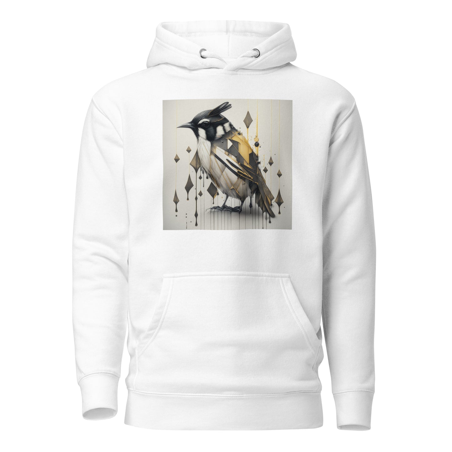 Geometric Chickadee Bird Women's Graphic Hoodie White