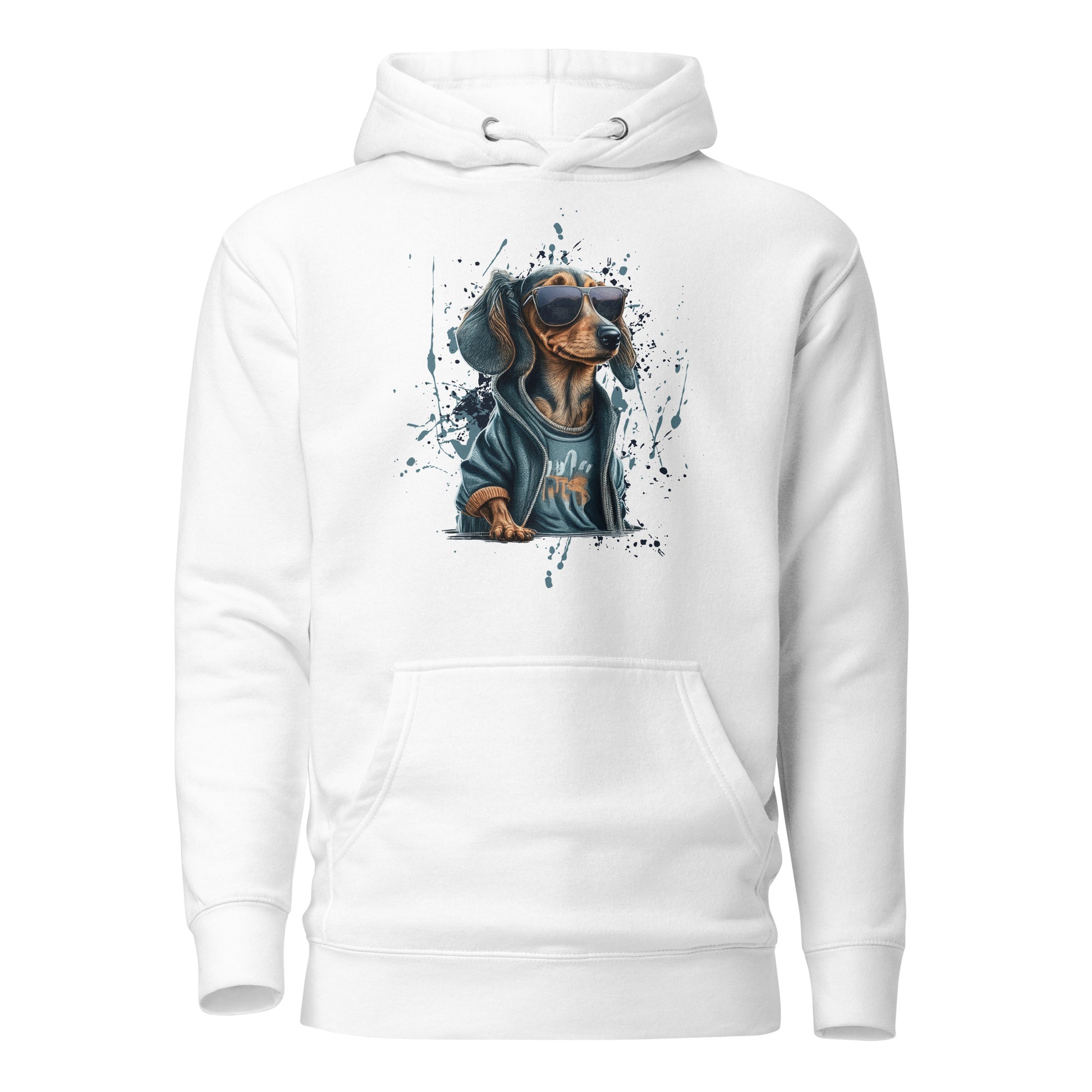 Cool Dachshund in Sunglasses Women's Dog Hoodie White