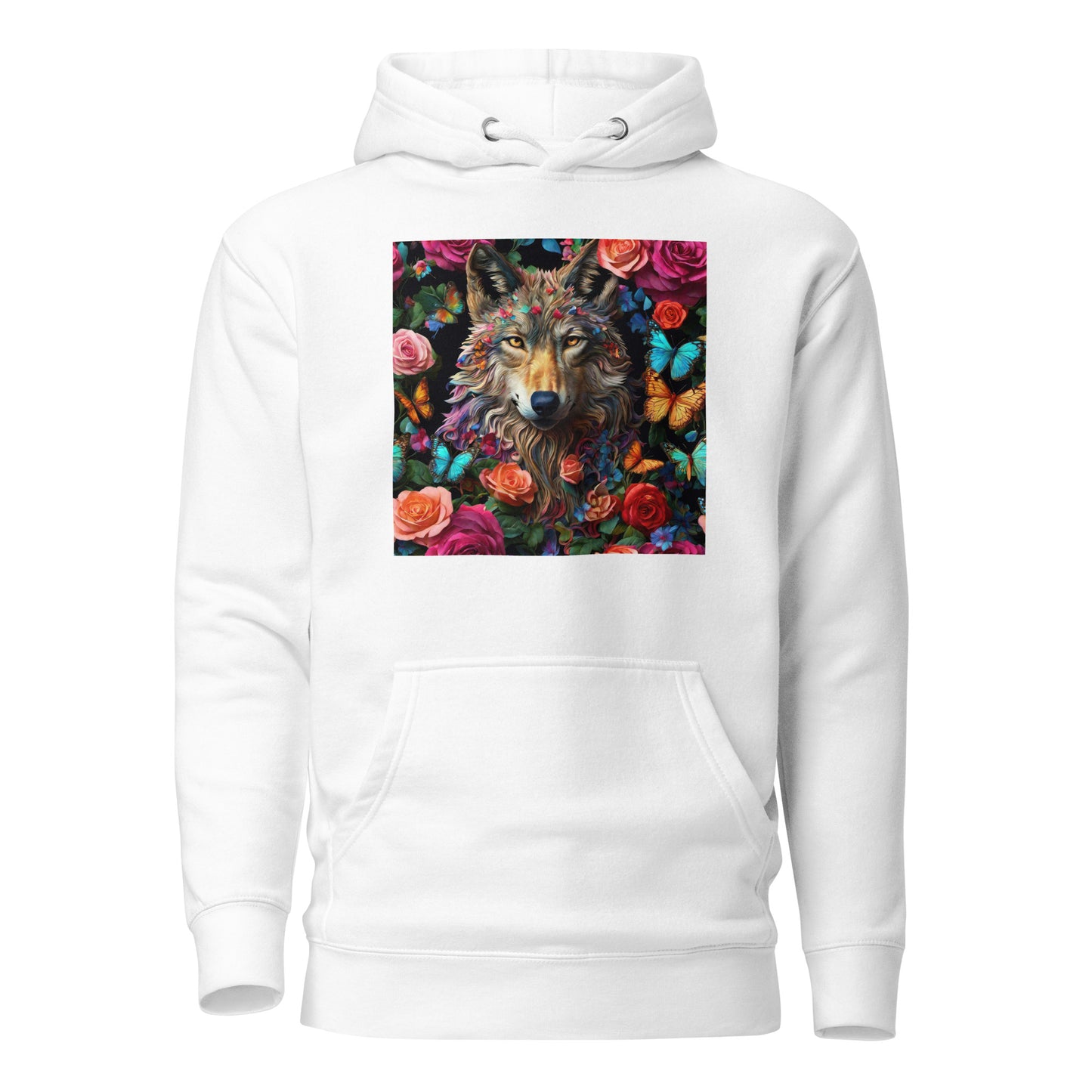 Wolf and Roses Women's Animal Lover Hoodie White