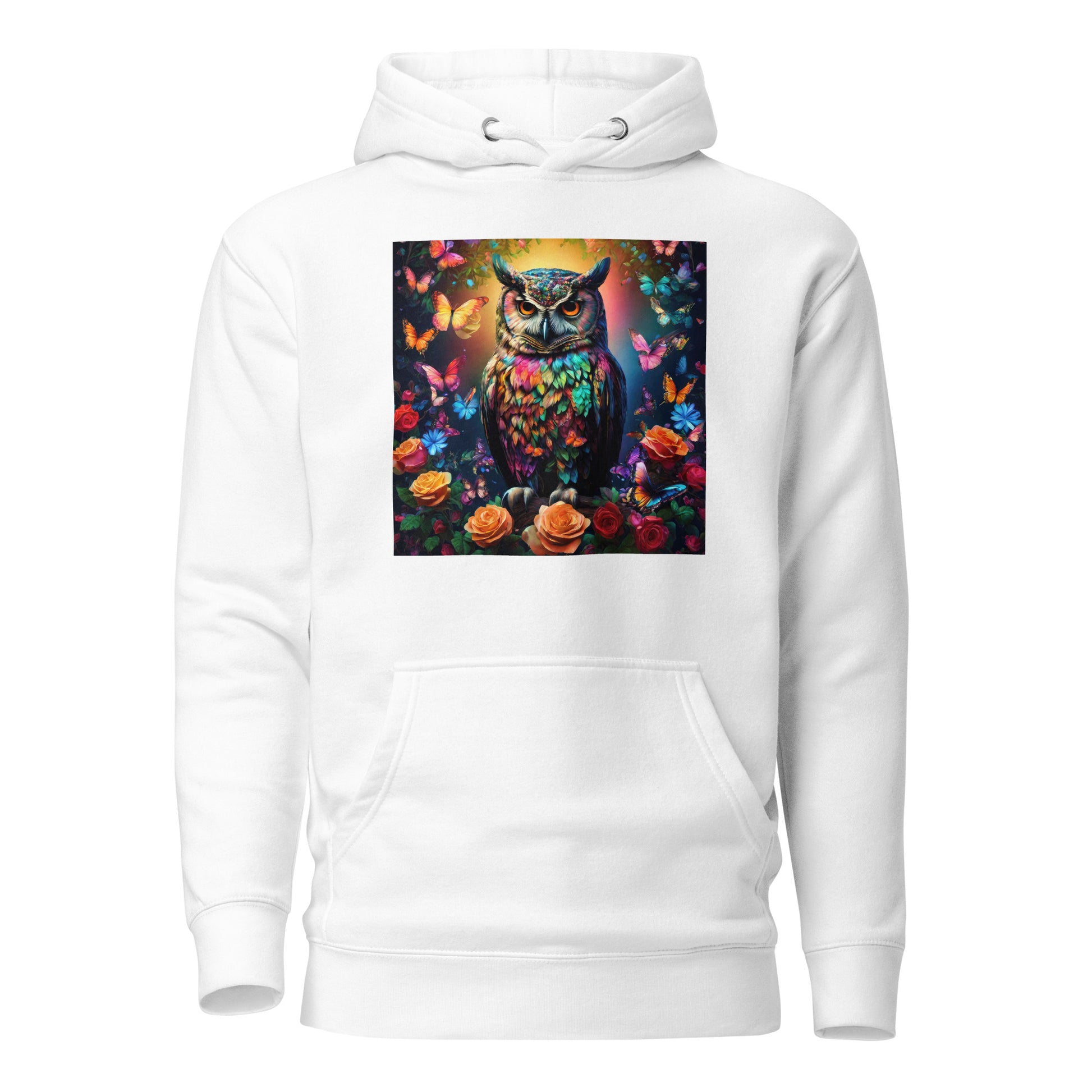 Owl and Roses Women's Animal Lover Hoodie White